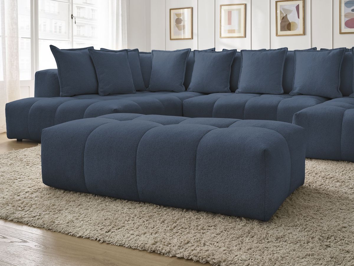 Bobochic Everest Wohnlandschaft mit Pouf, 14 Kissen Melange-Stoff Dunkelblau Ecke rechts