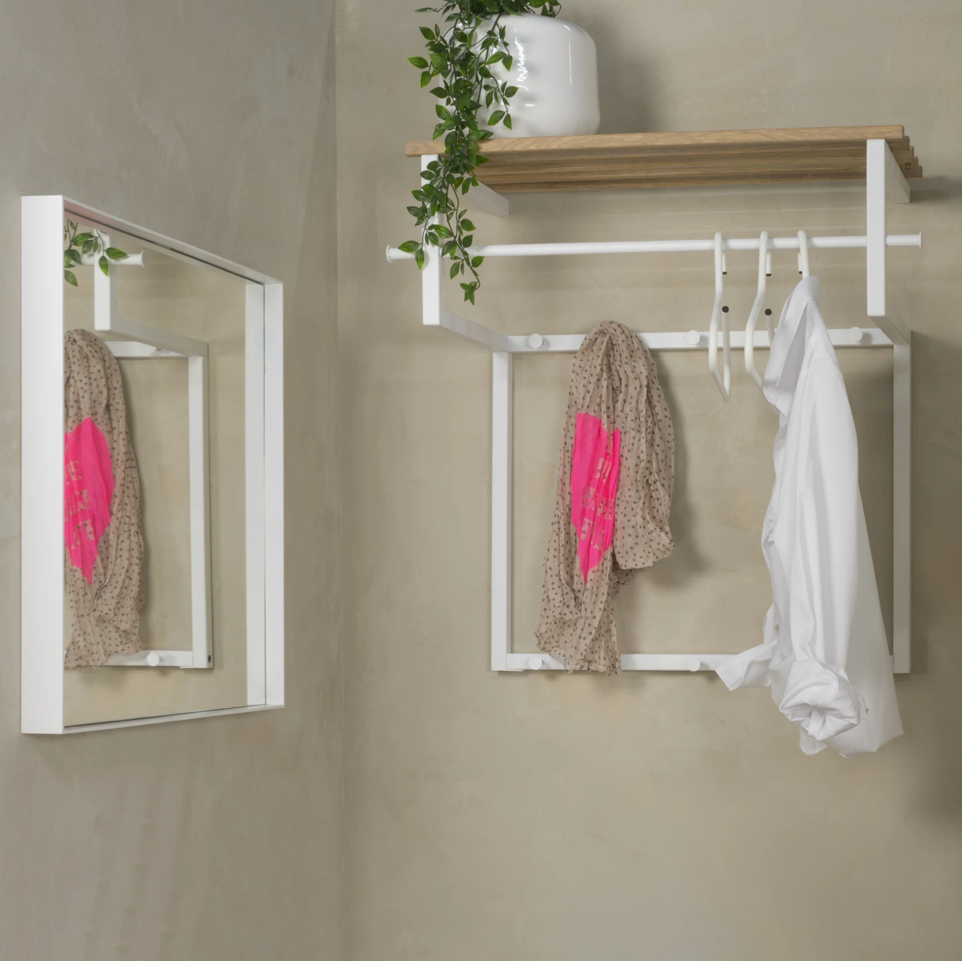 Spinder Design Rizzoli Wandgarderobe Weiß / Eiche
