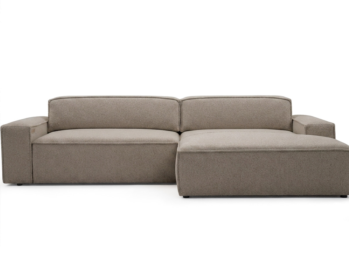 Bobochic Abel Ecksofa mit Schlaffunktion Melange-Stoff Taupe Ecke rechts