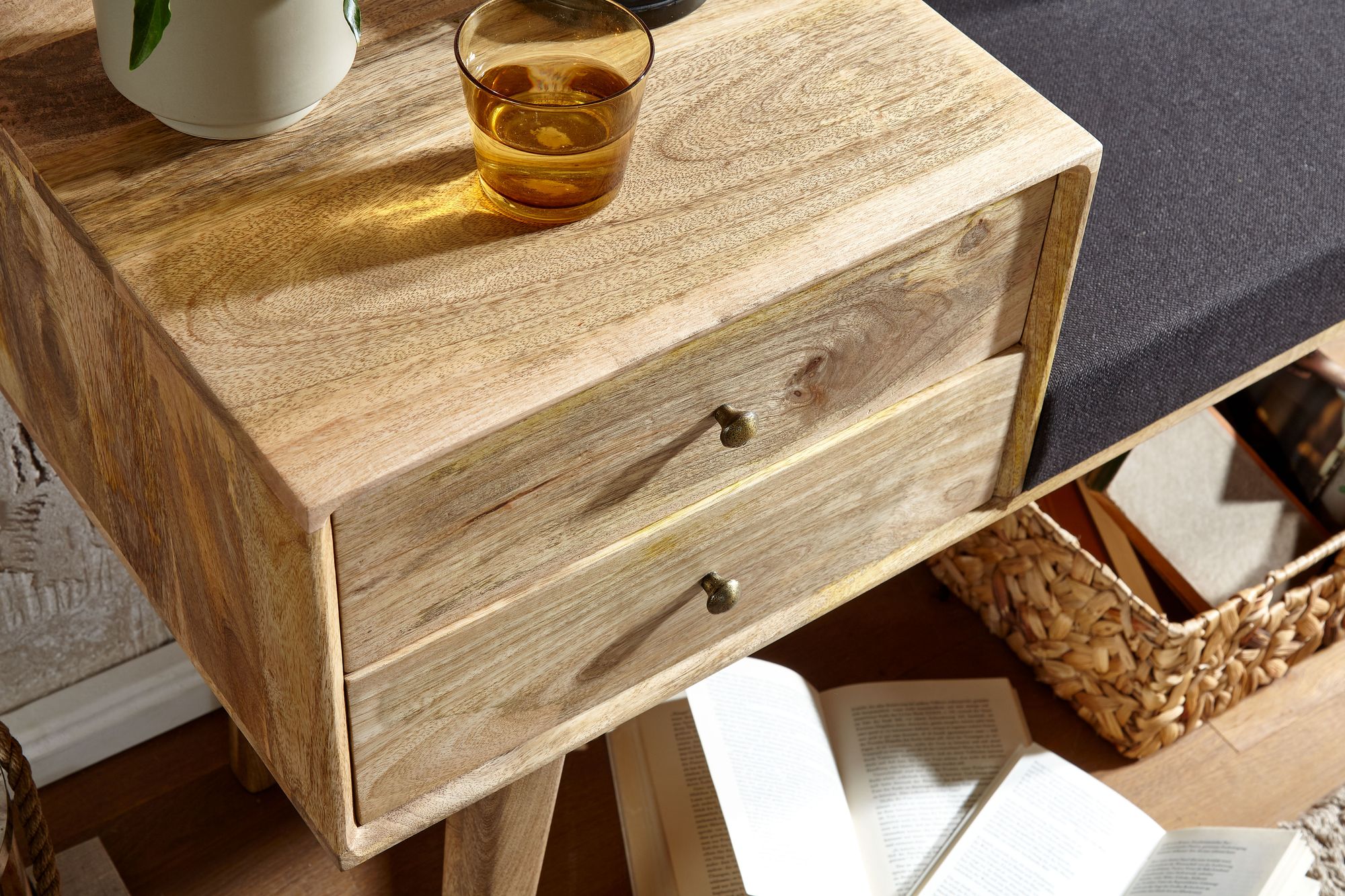 Sitzbank Holar Mango Massivholz Schwarz 120 × 40 × 65 cm