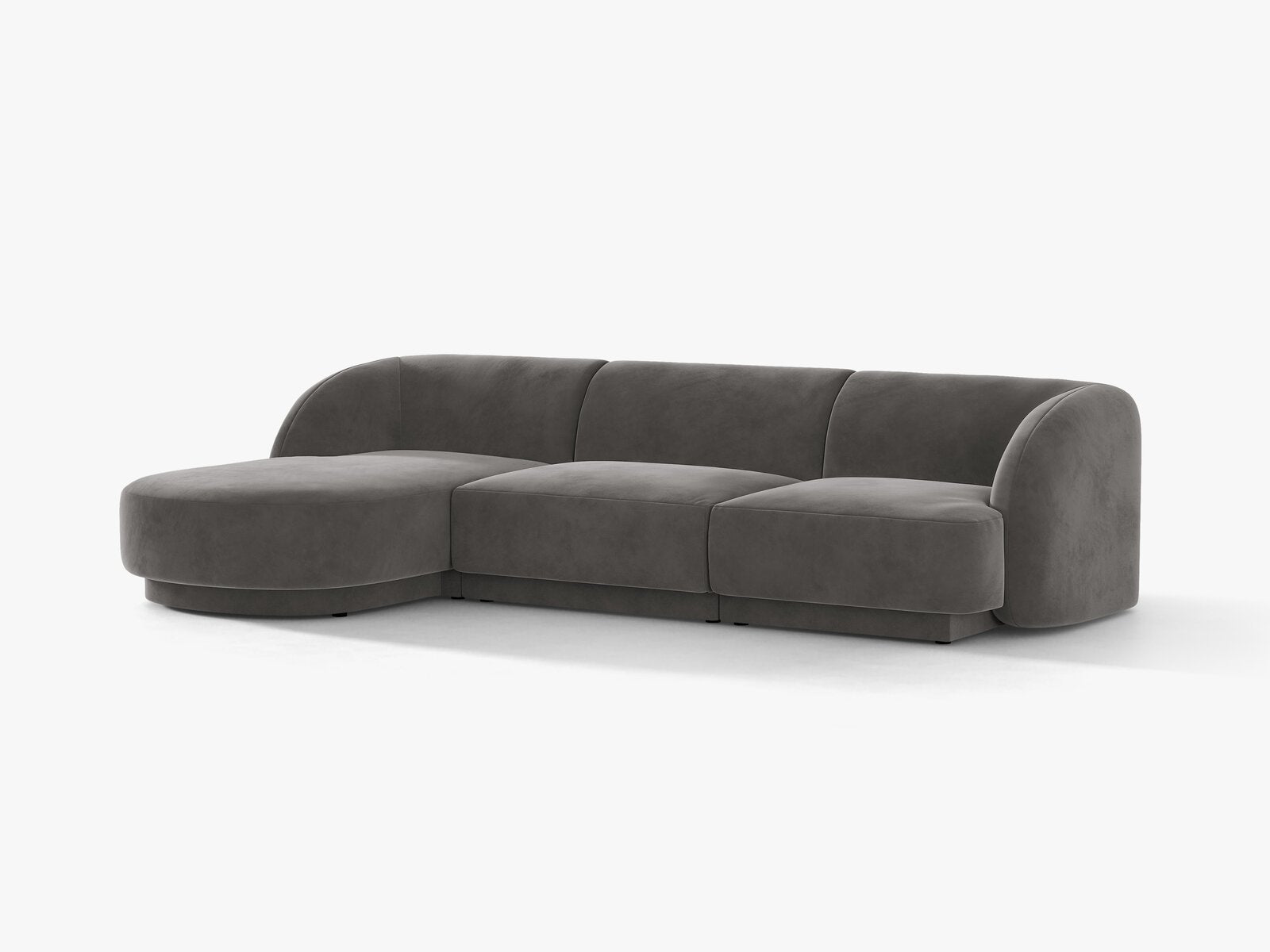 Micadoni Ecksofa Miley 4-Sitzer Samt Venus Grau Links