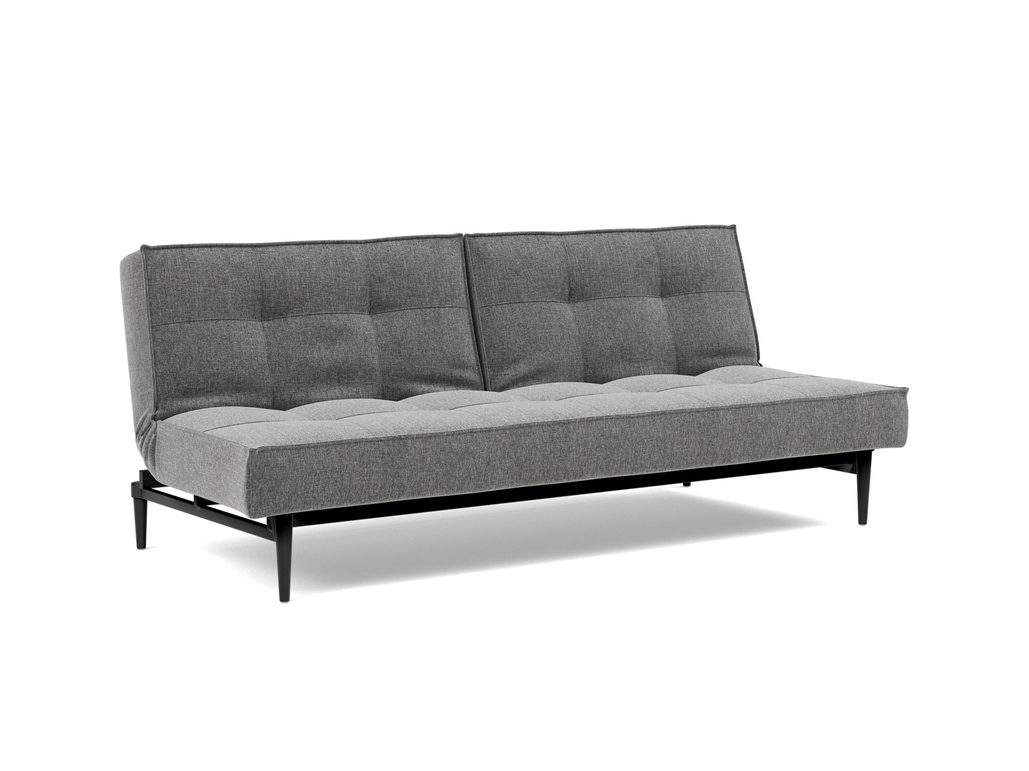 Schlafsofa Splitback Strukturierter Stoff Twist 563-Charcoal Beine Styletto Eiche schwarz