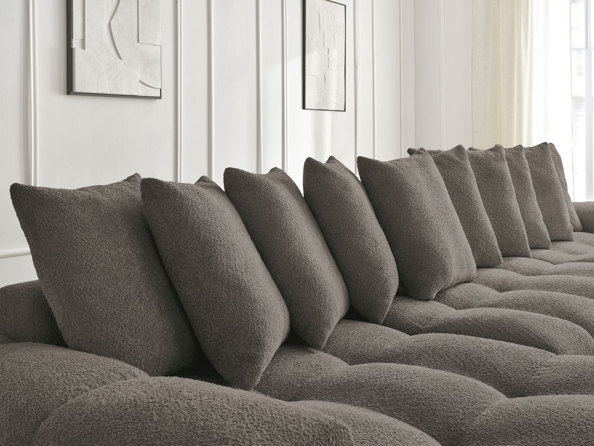 Bobochic Anakin Wohnlandschaft, 10 Kissen Bouclé-Stoff Braun