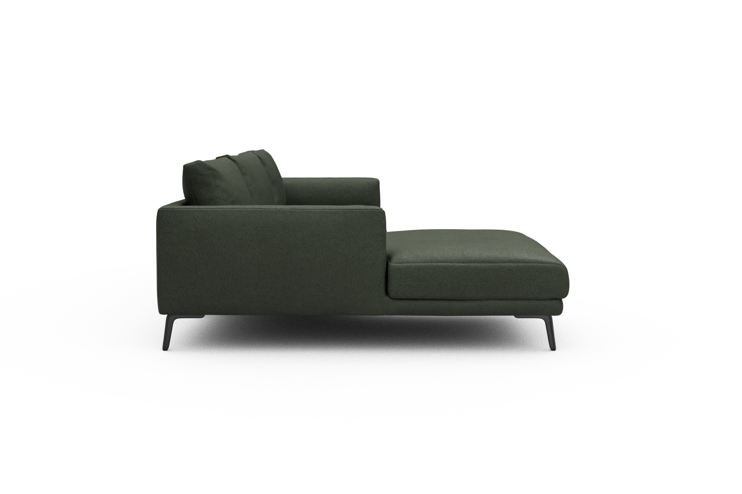 Ecksofa Karl Chaiselongue links mit 2,5-Sitzer Denari-Forest-Green
