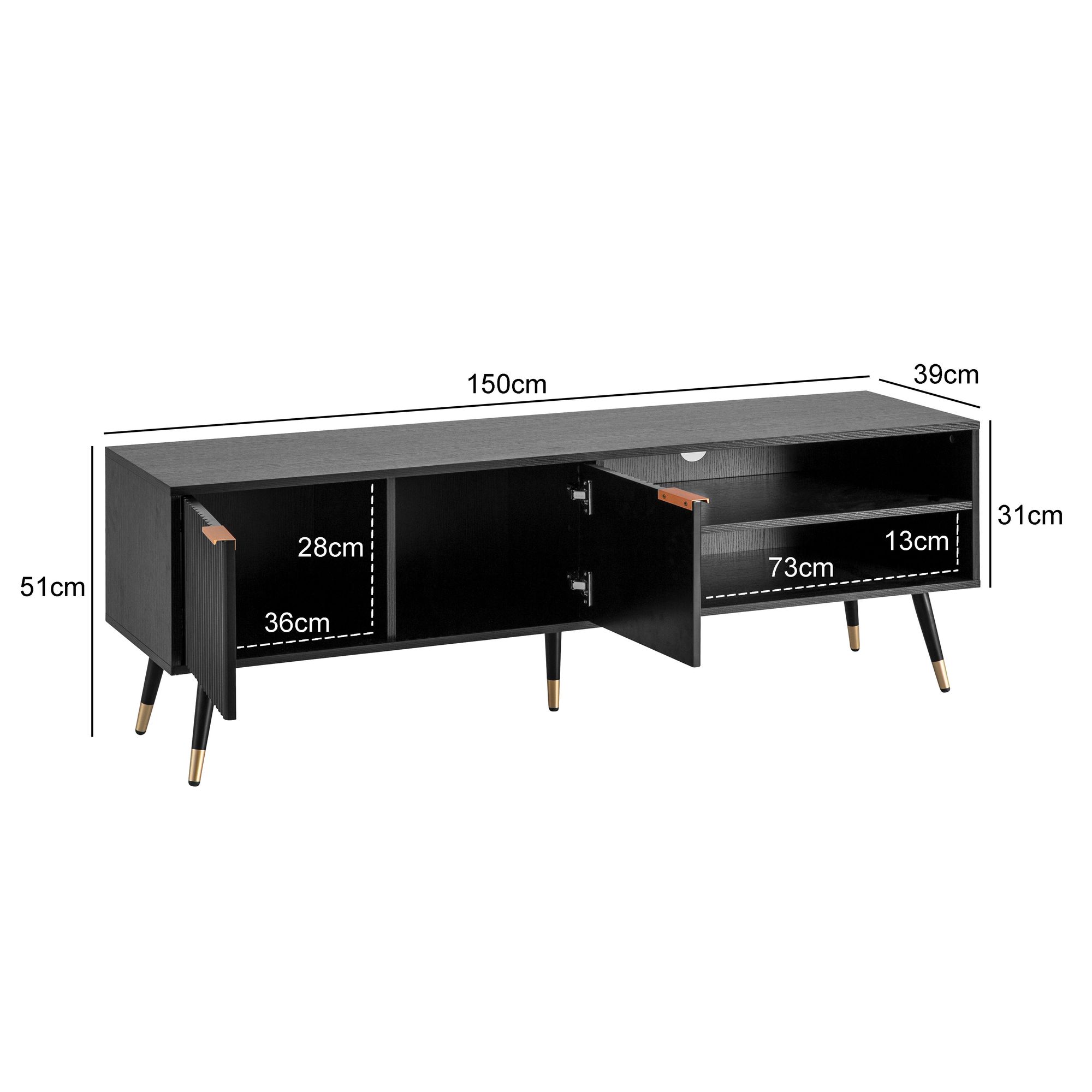 Lowboard Havik Schwarz Höhe 51 cm