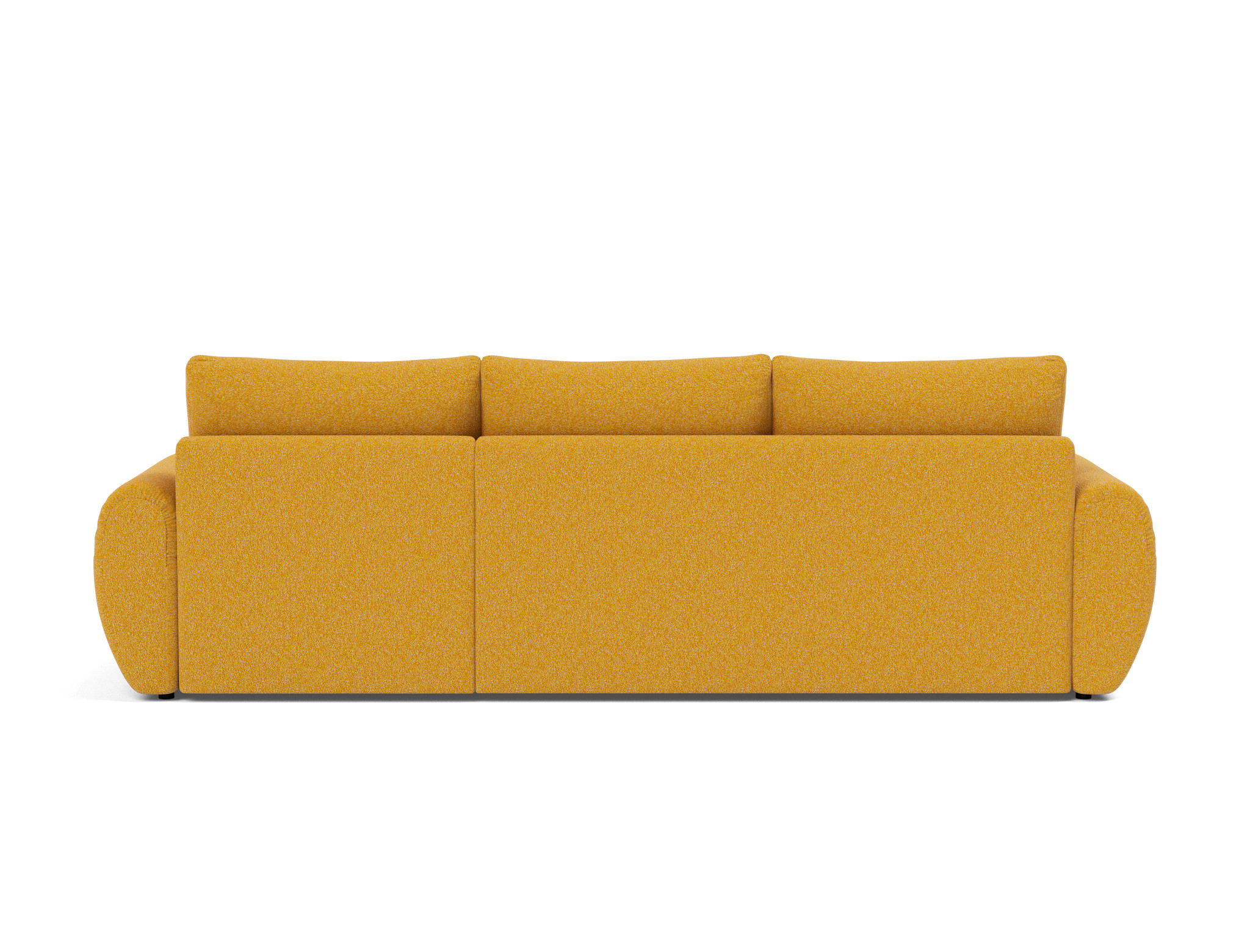 Schlafsofa Norum mit Chaiselongue und Curve-Armlehnen Boucle Skandi 536-Ochre