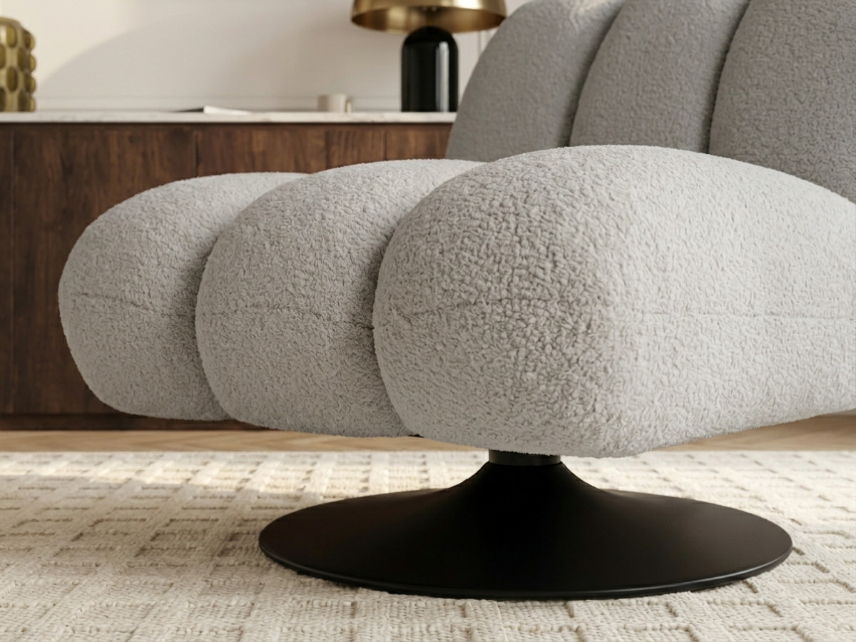 Bobochic Janissaire Sessel 79 × 89 cm Bouclé-Stoff Hellgrau