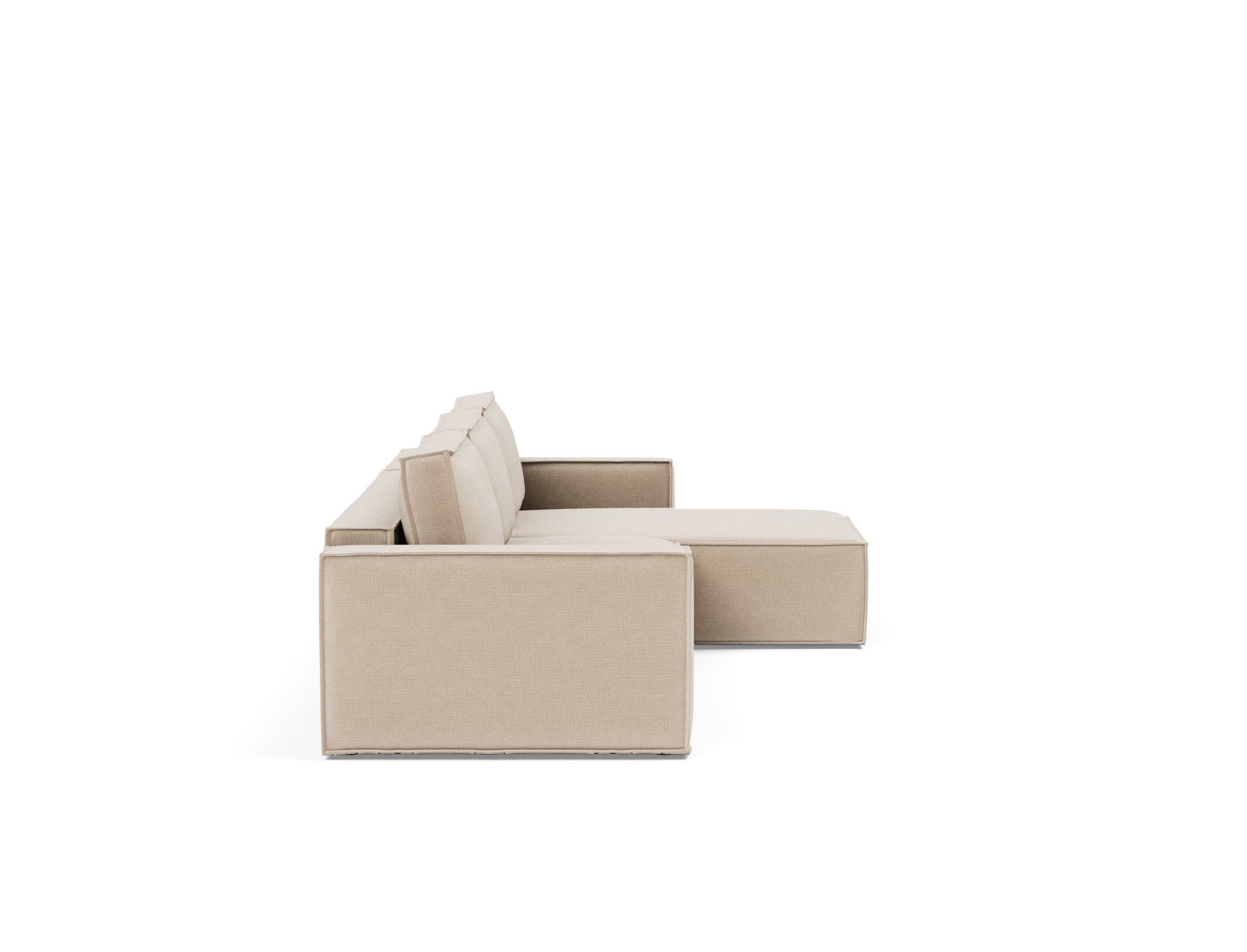Schlafsofa Newilla mit Chaiselongue Chenille Esina 410-Almond-Beige