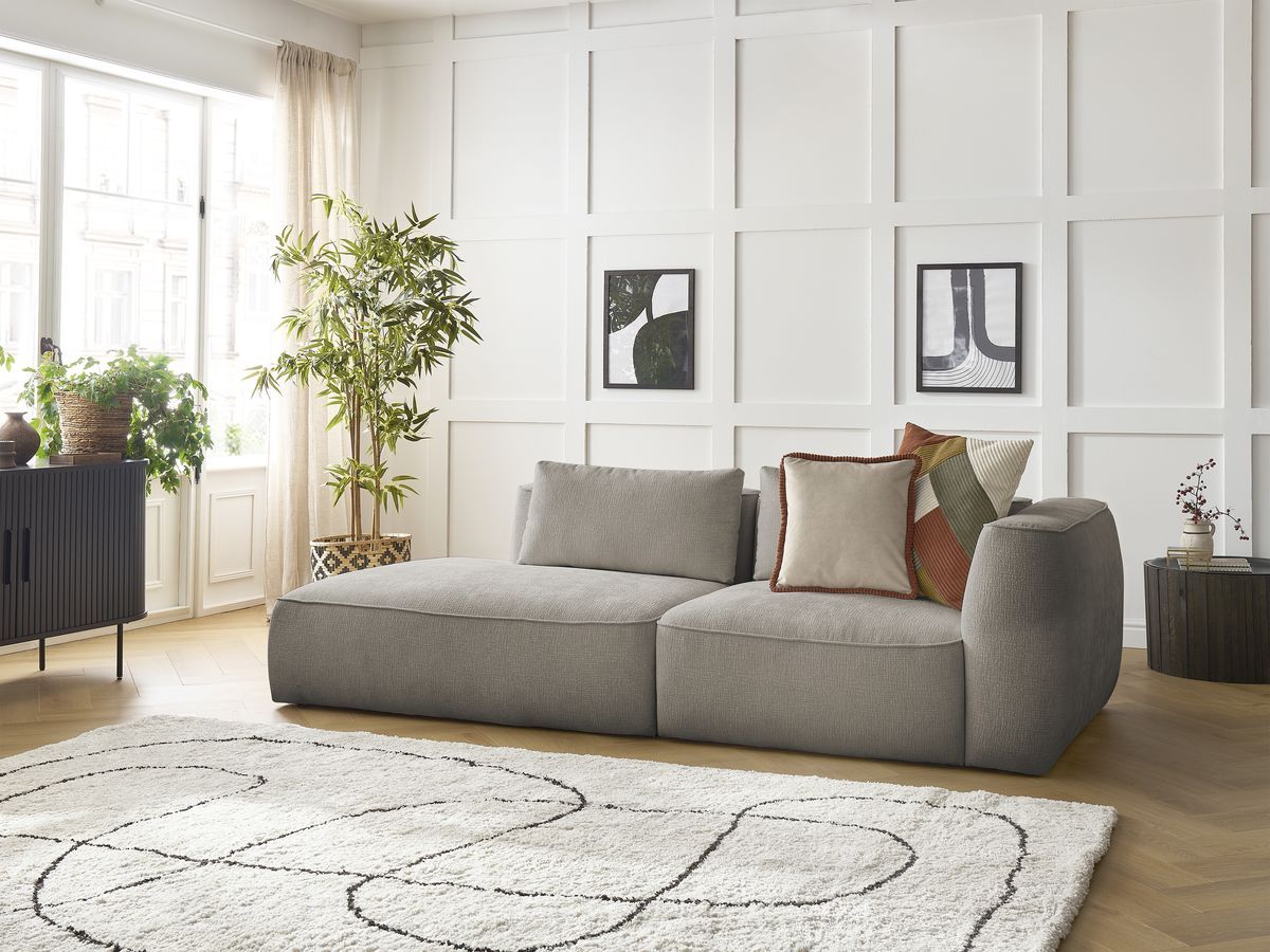 Bobochic Leopold Sofa 3-Sitzer Strukturstoff Taupe Armlehne rechts