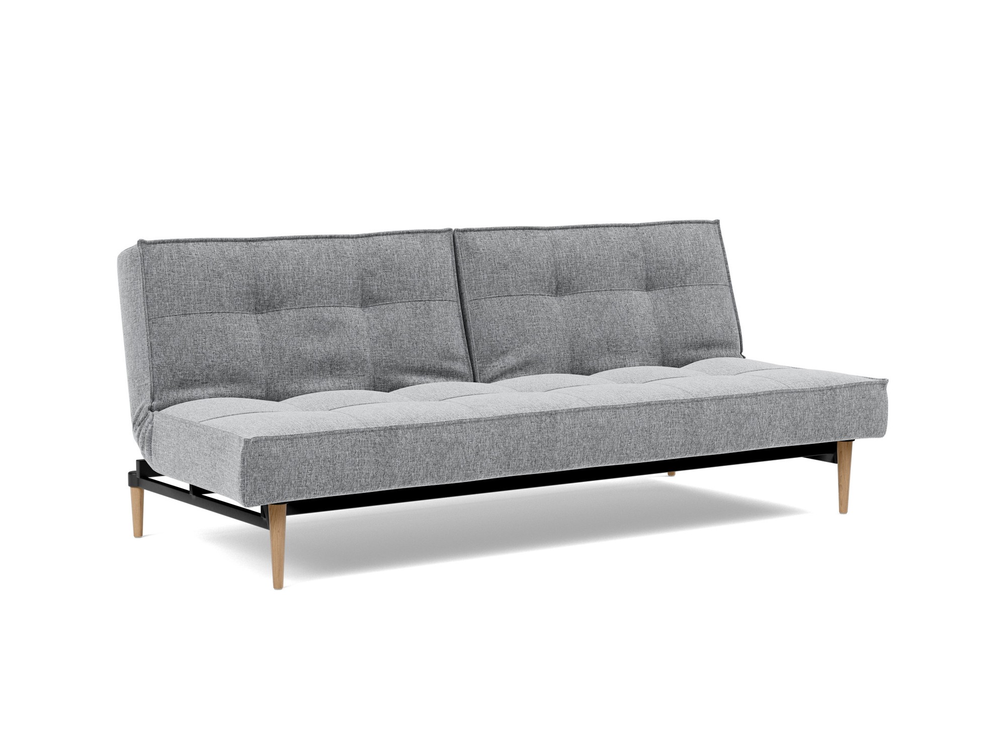 Schlafsofa Splitback Strukturierter Stoff Twist 565-Granite Beine Styletto Eiche hell