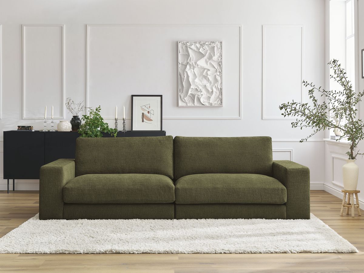 Bobochic Leonard Sofa 3-Sitzer 234 × 109 cm Strukturstoff Grün