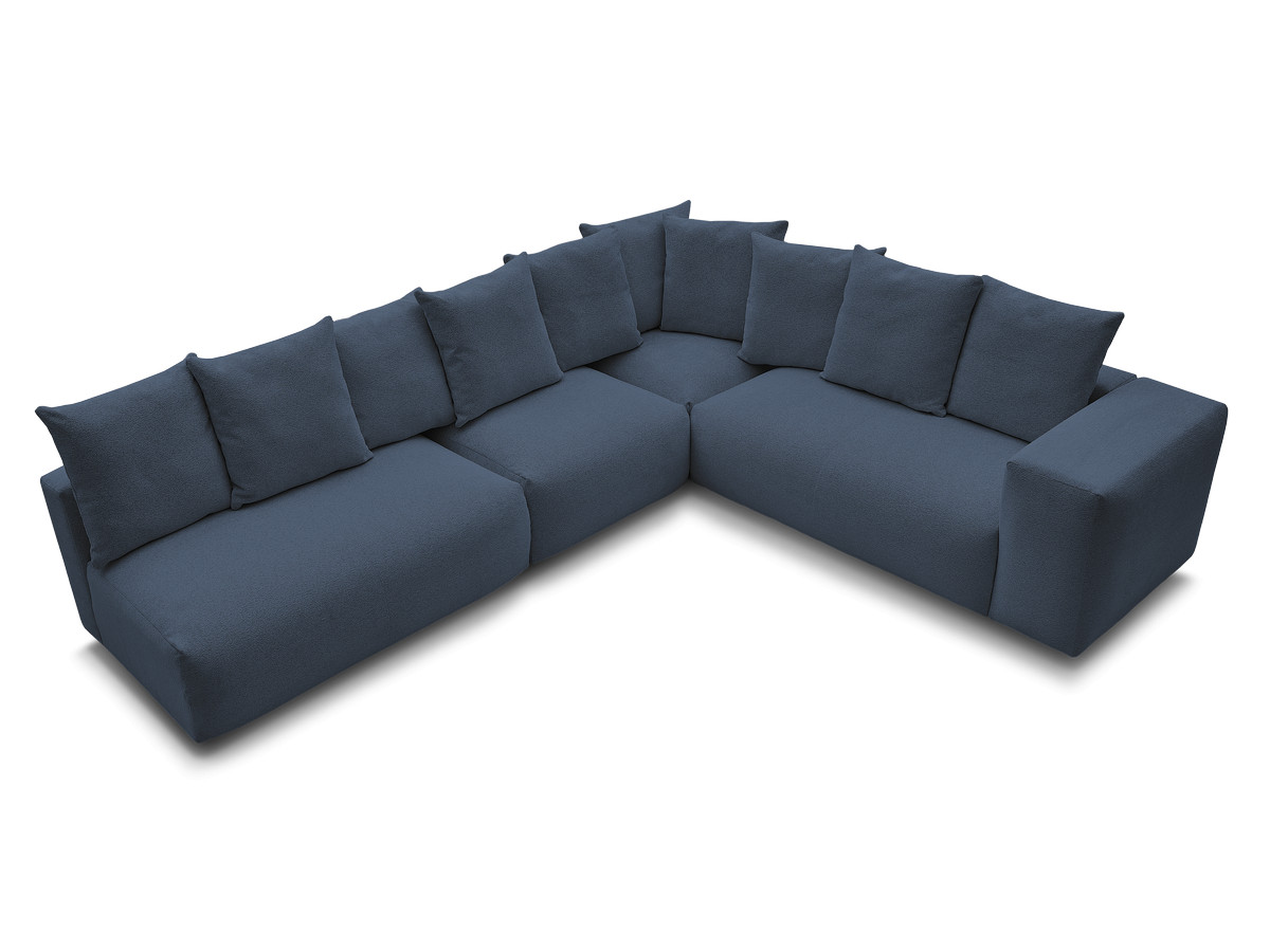 Bobochic Voltaire Ecksofa 322 × 268 cm Melange-Stoff Dunkelblau Ecke rechts