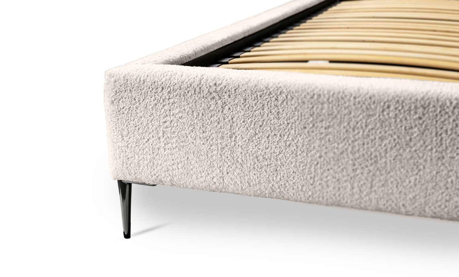 Polsterbett Tano Boucle 140x200 mit Metallrahmen Euphoria 02 Cream