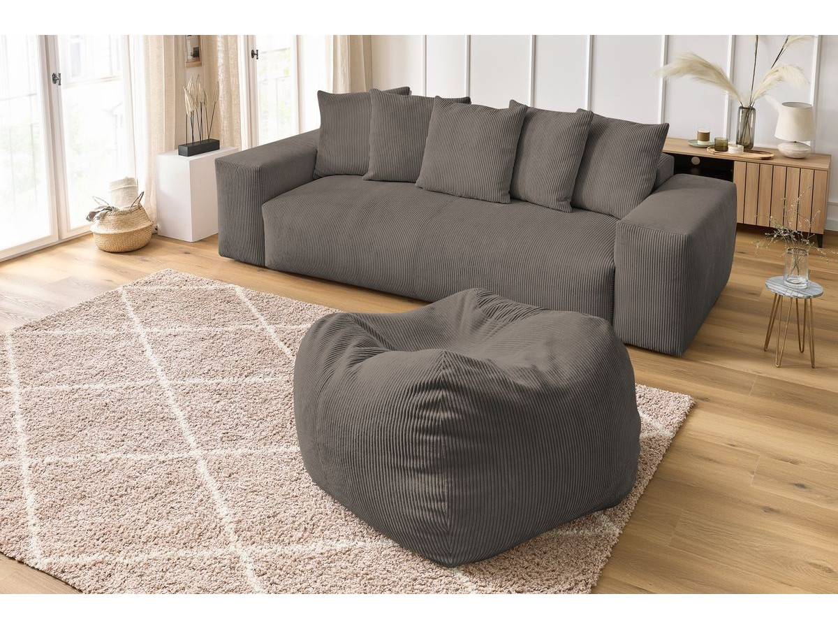 Bobochic Voltaire Sofa 4-Sitzer mit Pouf 280 × 124 cm Cordsamt Taupe
