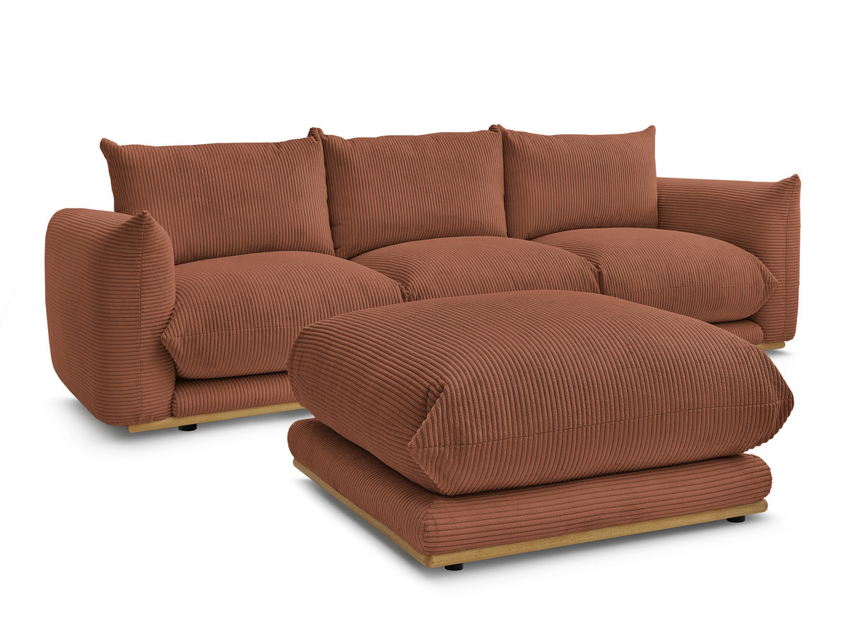 Bobochic Ernest Sofa 3-Sitzer mit Pouf 266 × 106 cm Cordsamt Orange
