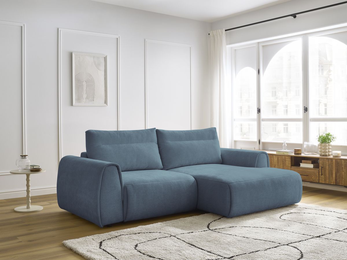 Bobochic Aden Ecksofa 246 × 152 cm Stoff Hellblau Ecke rechts
