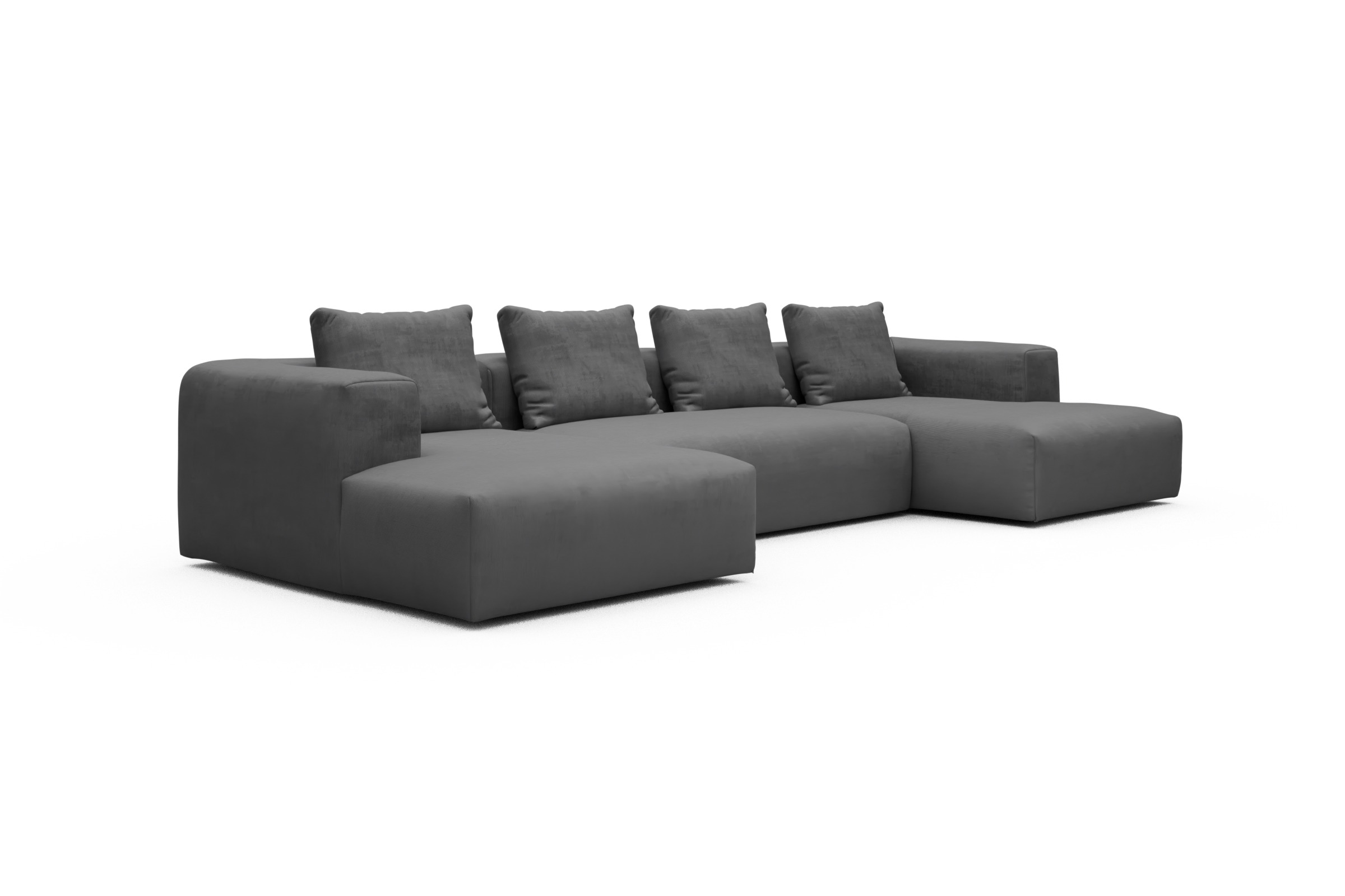 Wohnlandschaft Fred mit 2-Sitzer und Chaiselongue beidseitig Cordufine-Grey