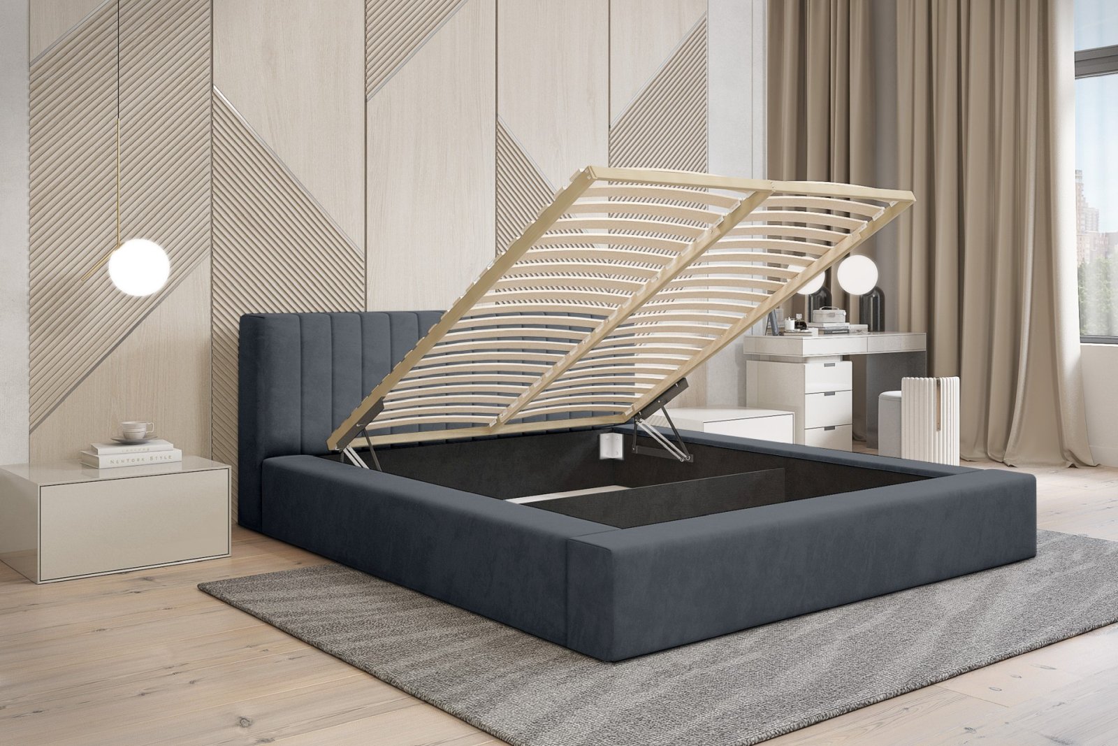 Polsterbett Carno Chenille 140x200 mit Holzrahmen Ditra-New 11