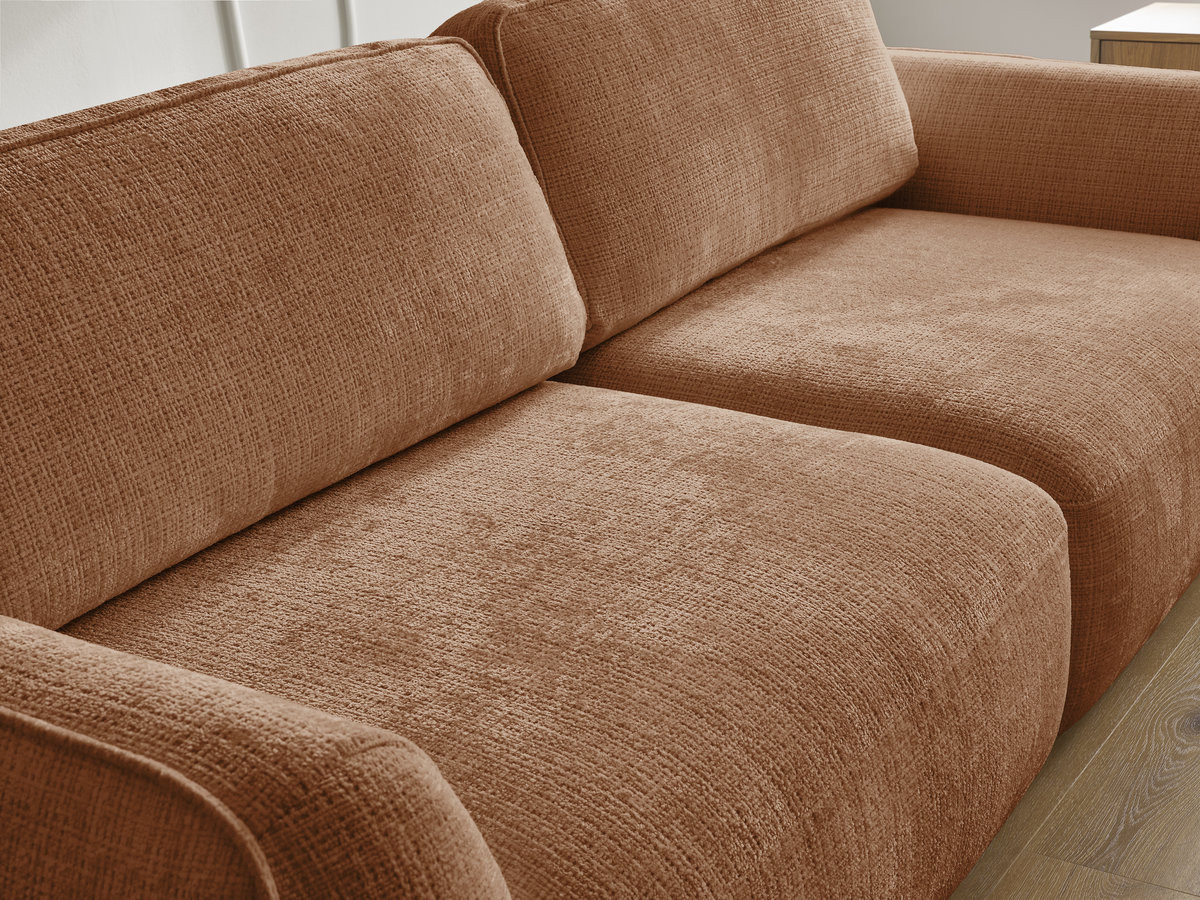 Bobochic Denise Schlafsofa 3-Sitzer mit Bettkasten Strukturstoff Orange