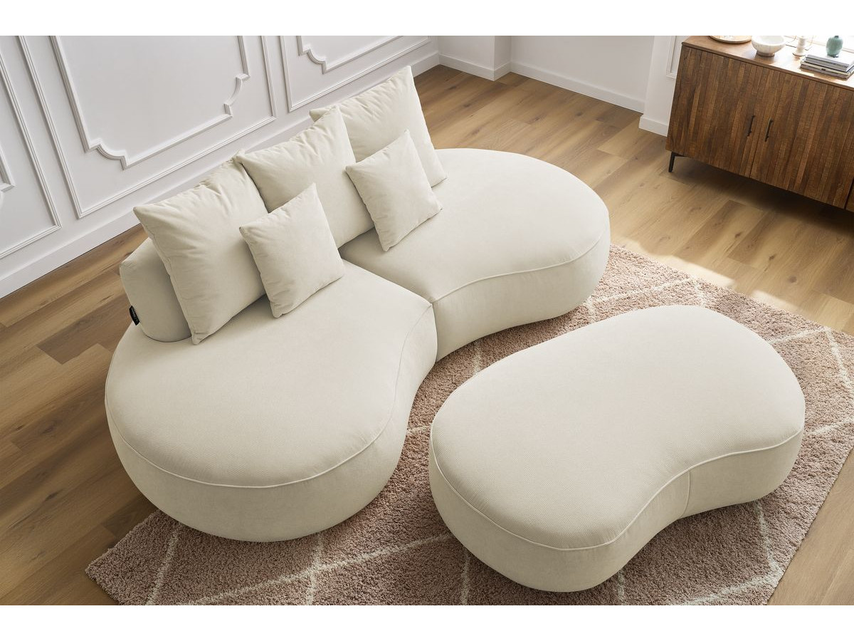 Bobochic Saint-germain Sofa 5-Sitzer mit Pouf Strukturstoff Beige
