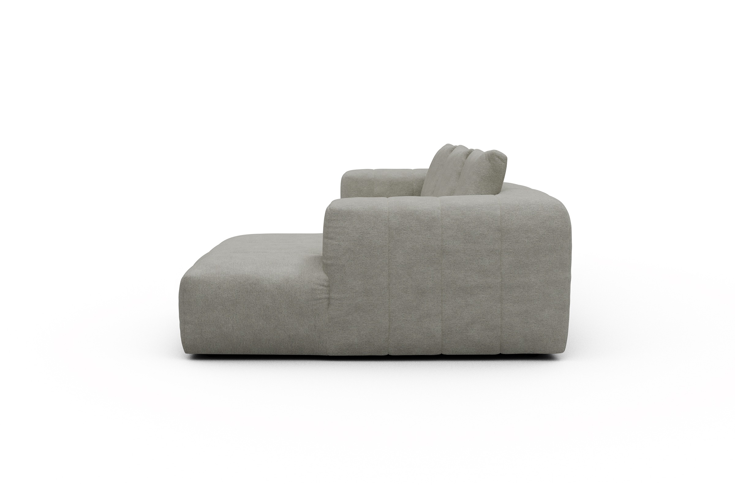 Ecksofa Hugo 2,5-Sitzer Armlehne links mit Chaiselongue Carreno-Moon-Stone-White