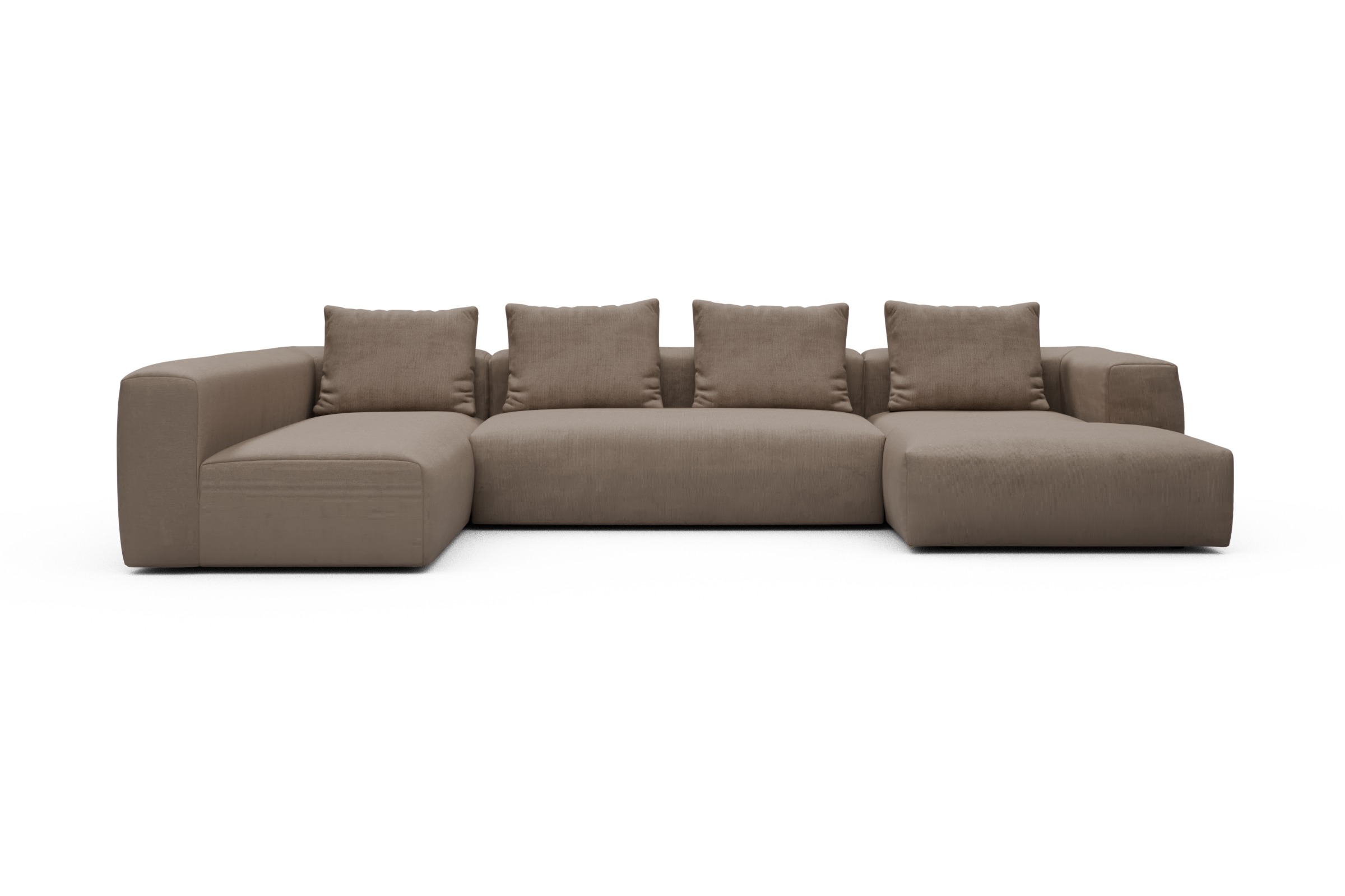 Skandi Home Wohnlandschaft Fred Chaiselongue rechts mit 2-Sitzer und lange Armlehne links Cordufine-Biege moebelfaktor