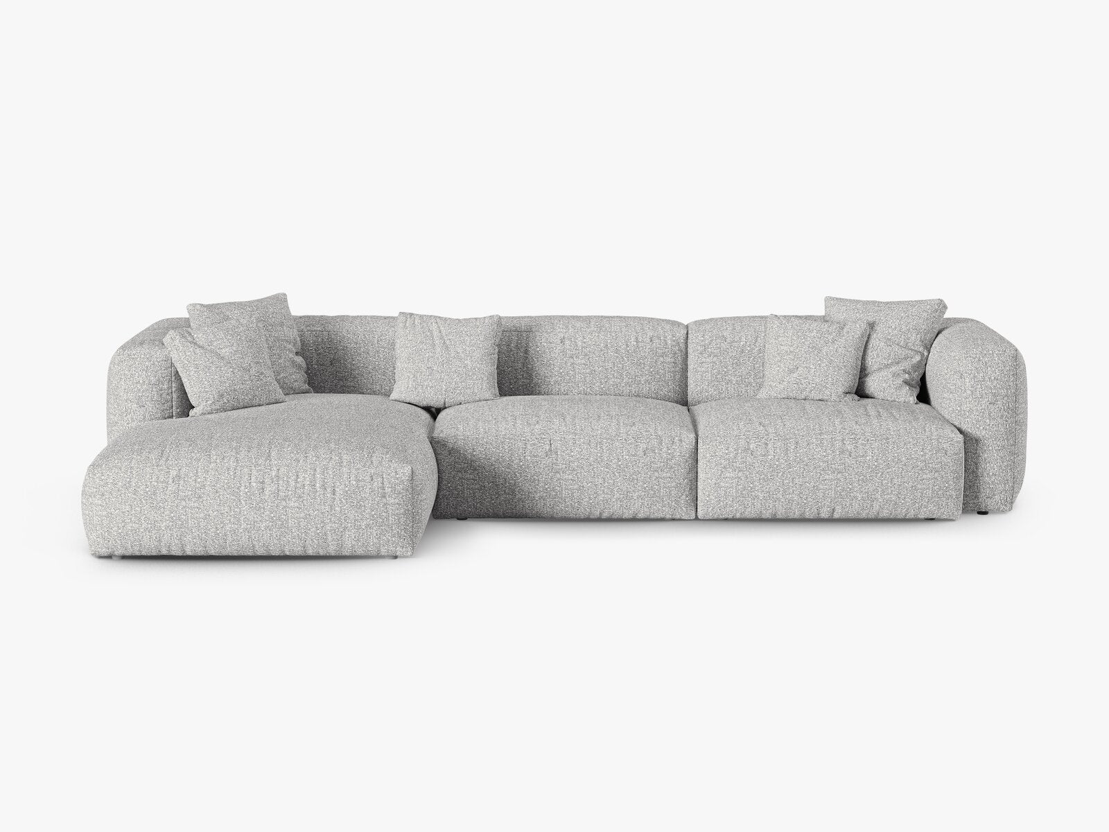 Micadoni Ecksofa Martina 3-Sitzer 90cm Sitztiefe Links Boucle Monet Silber
