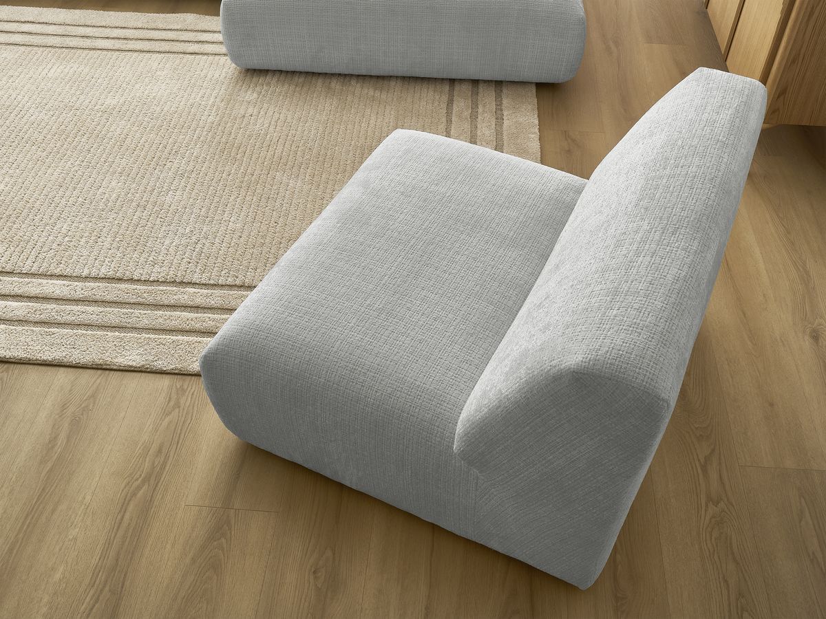 Bobochic Sirius Ecksofa 405 × 170 cm Strukturstoff Hellgrau Ecke rechts