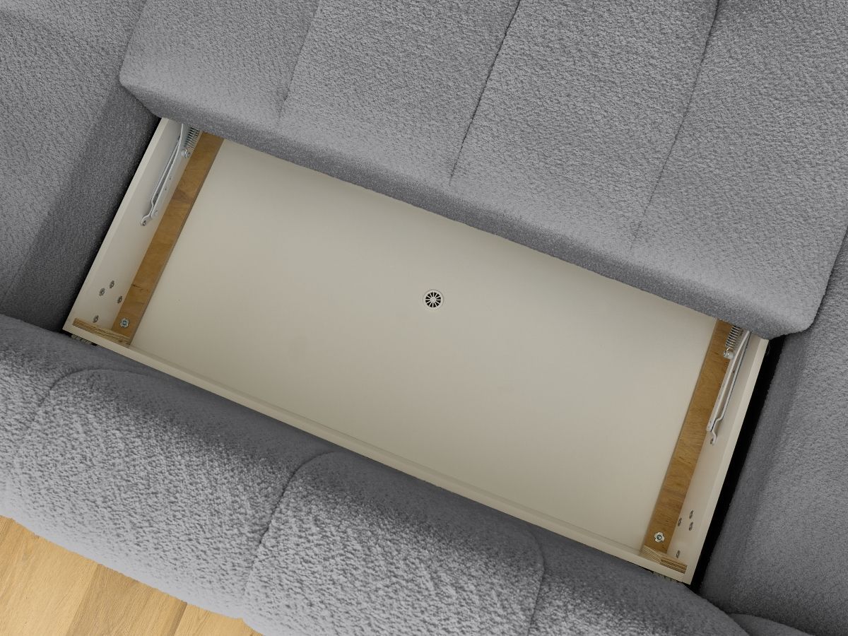 Bobochic Fuji Wohnlandschaft mit Pouf Bouclé-Stoff Dunkelgrau Ecke rechts