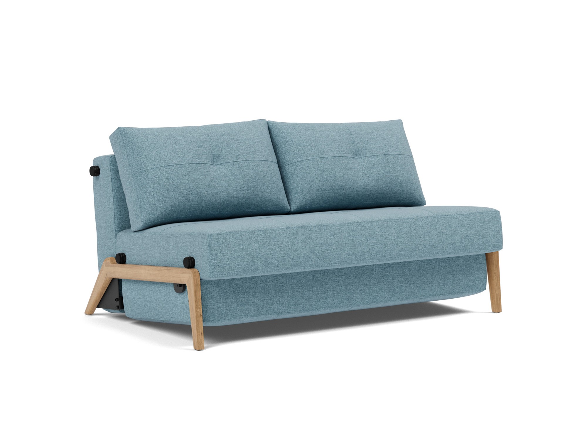 Schlafsofa Cubed 140 Flachgewebe Mixed Dance 525-Light-Blue Beine Eiche