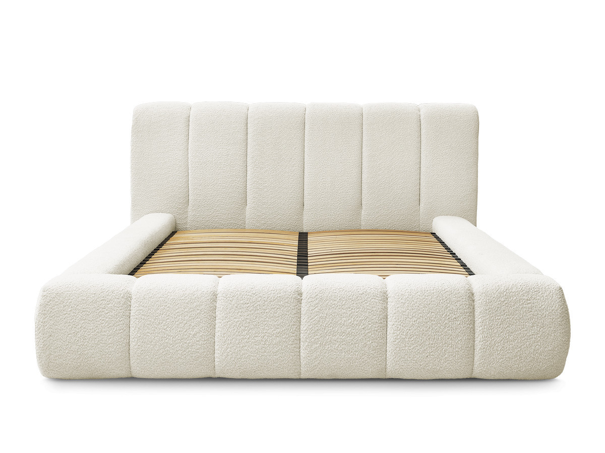 Bobochic Denali Polsterbett mit Bettkasten Bouclé-Stoff Weiß, Liegefläche 140 × 190 cm