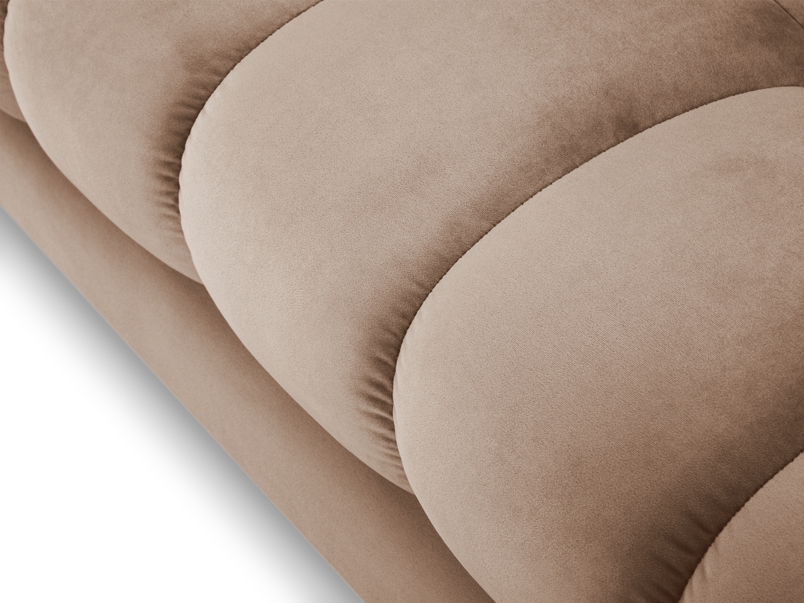 Cosmopolitan Design Ecksofa Bali 5-Sitzer Samt Bluvel Beige Rechts Beine Schwarzes Metall