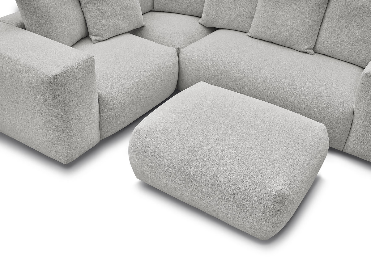 Bobochic Voltaire Ecksofa mit Pouf 268 × 214 cm Melange-Stoff Hellgrau Ecke links