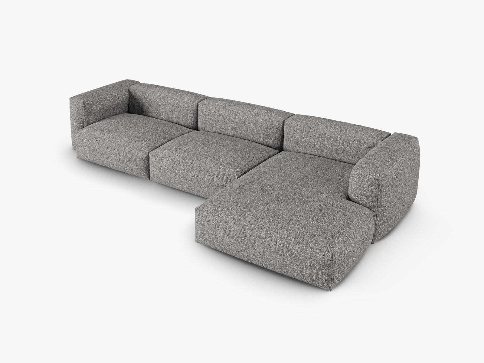 Micadoni Ecksofa Martina 3-Sitzer 90cm Sitztiefe Rechts Boucle Monet Graphit