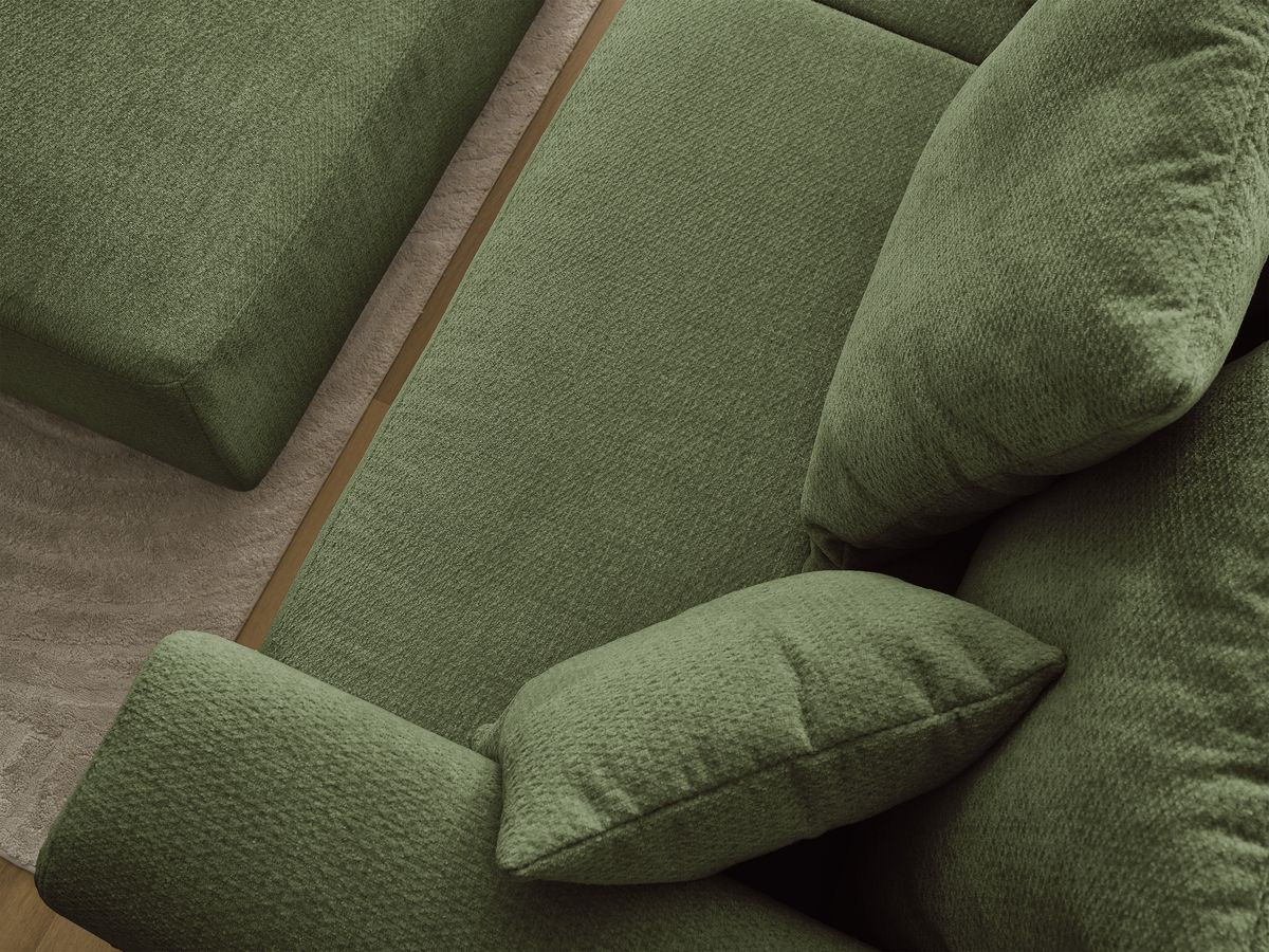 Bobochic Sidonie Sofa 3-Sitzer mit Pouf Melange-Stoff Grün