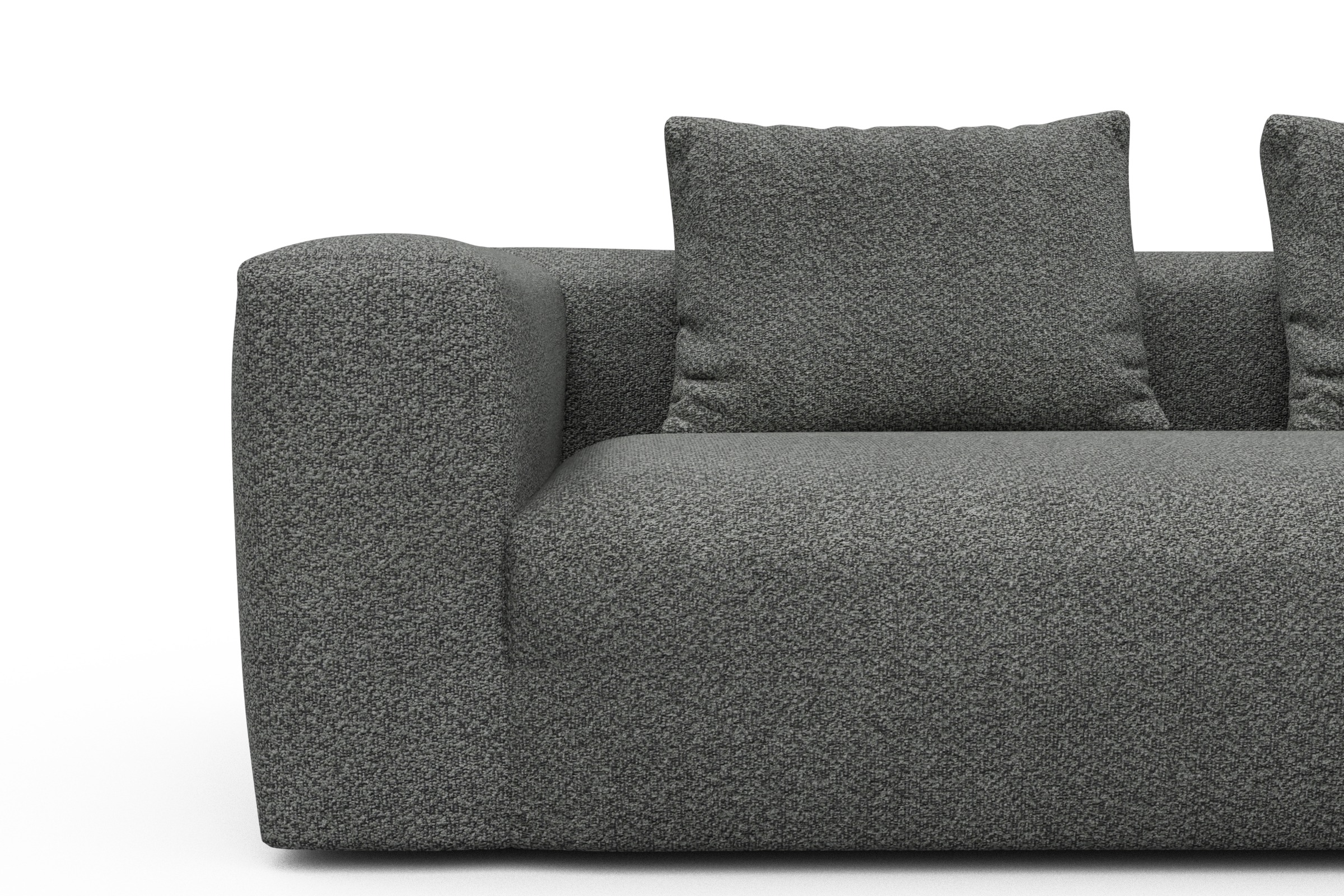 Wohnlandschaft Fred Chaiselongue rechts mit 2-Sitzer und lange Armlehne links Vanora-Warm-Grey