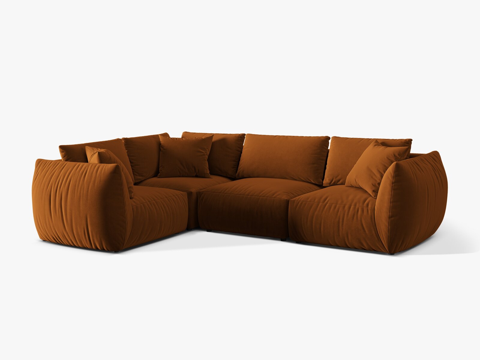 Micadoni Ecksofa Chris 4-Sitzer Links Samt Terrakotta