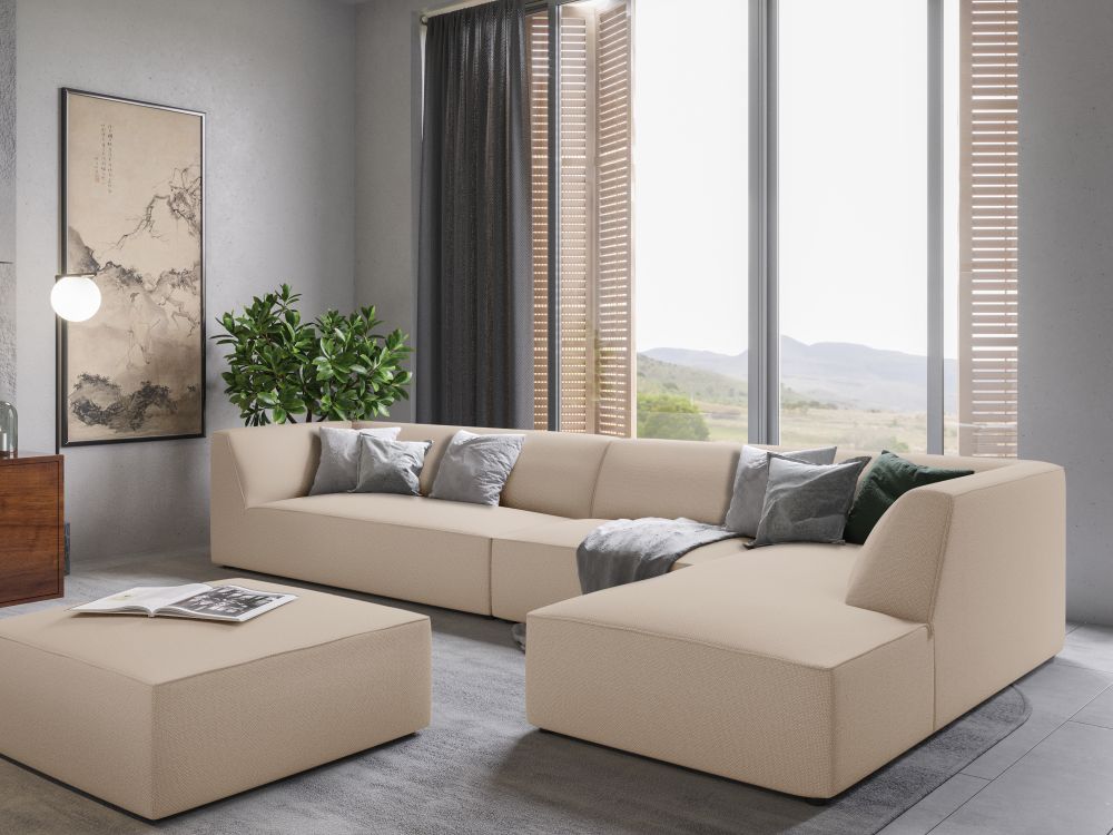 Cosmopolitan Design Ecksofa Siena 5-Sitzer Strukturierter Stoff Ottawa Beige Rechts
