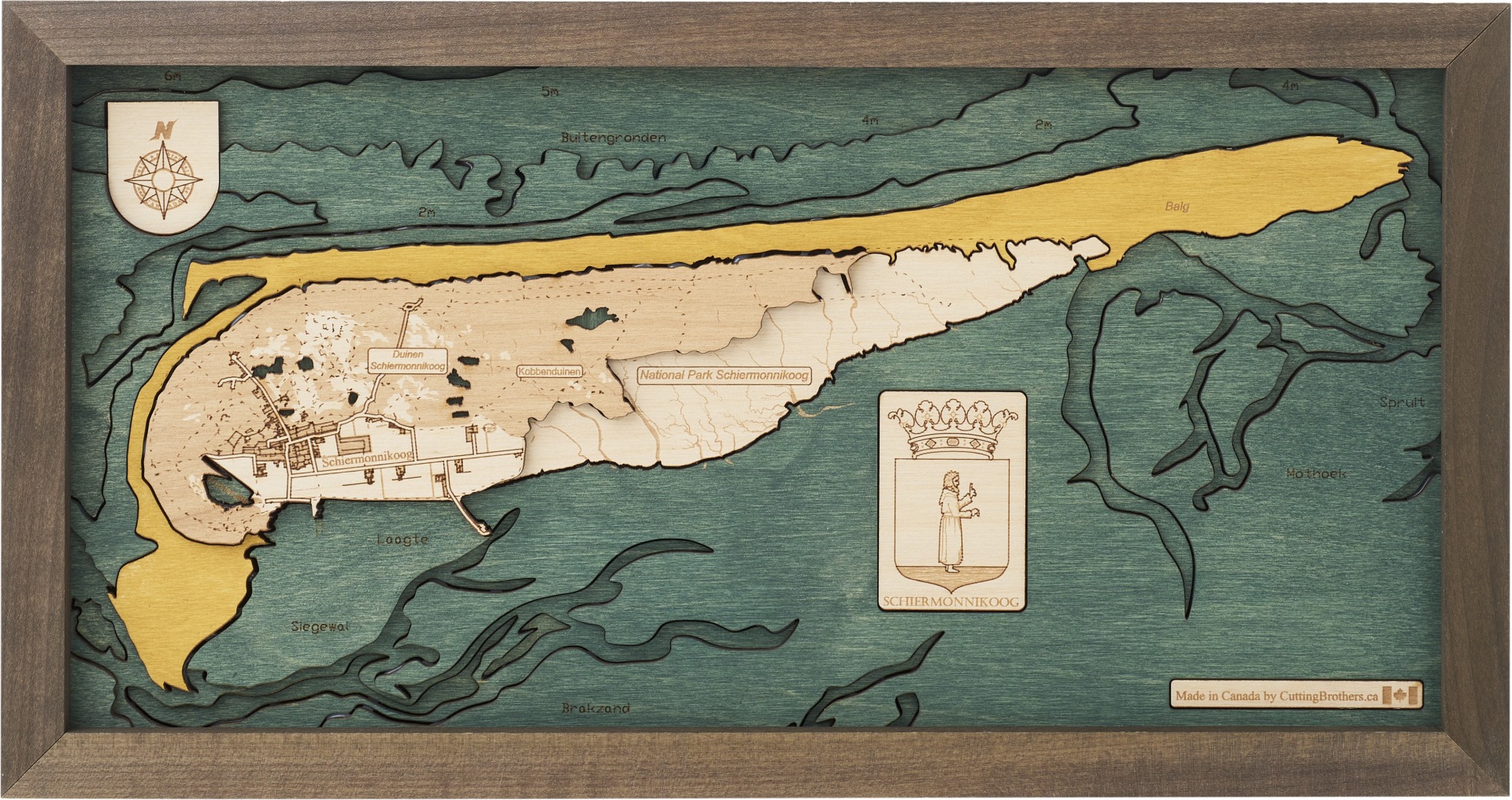 Cutting Brothers 3D Holz-Wandkarte Schiermonnikoog 40.5 x 20 moebelfaktor