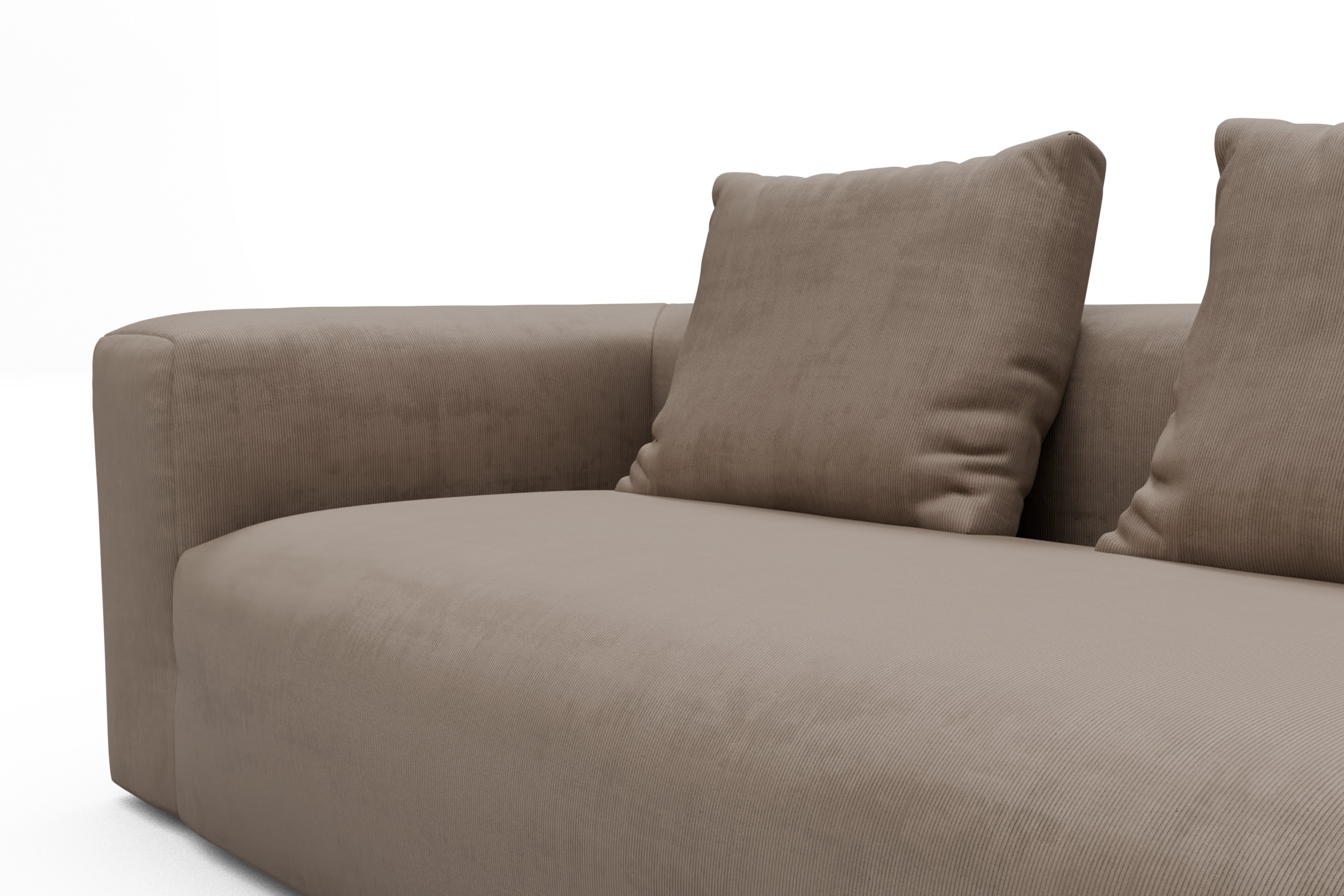 Ecksofa Fred 2x 2,5-Sitzer rechts offen Cordufine-Biege