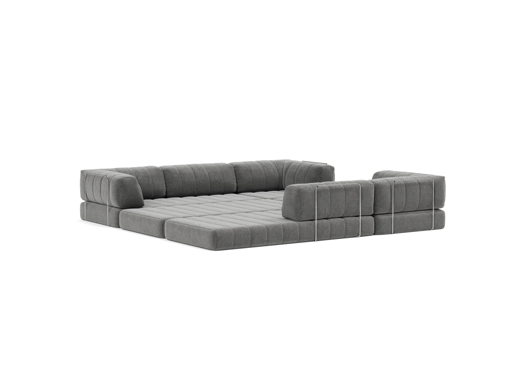 Eck-Schlafsofa CozyPad mit Armlehnen Strukturierter Stoff Twist 563-Charcoal