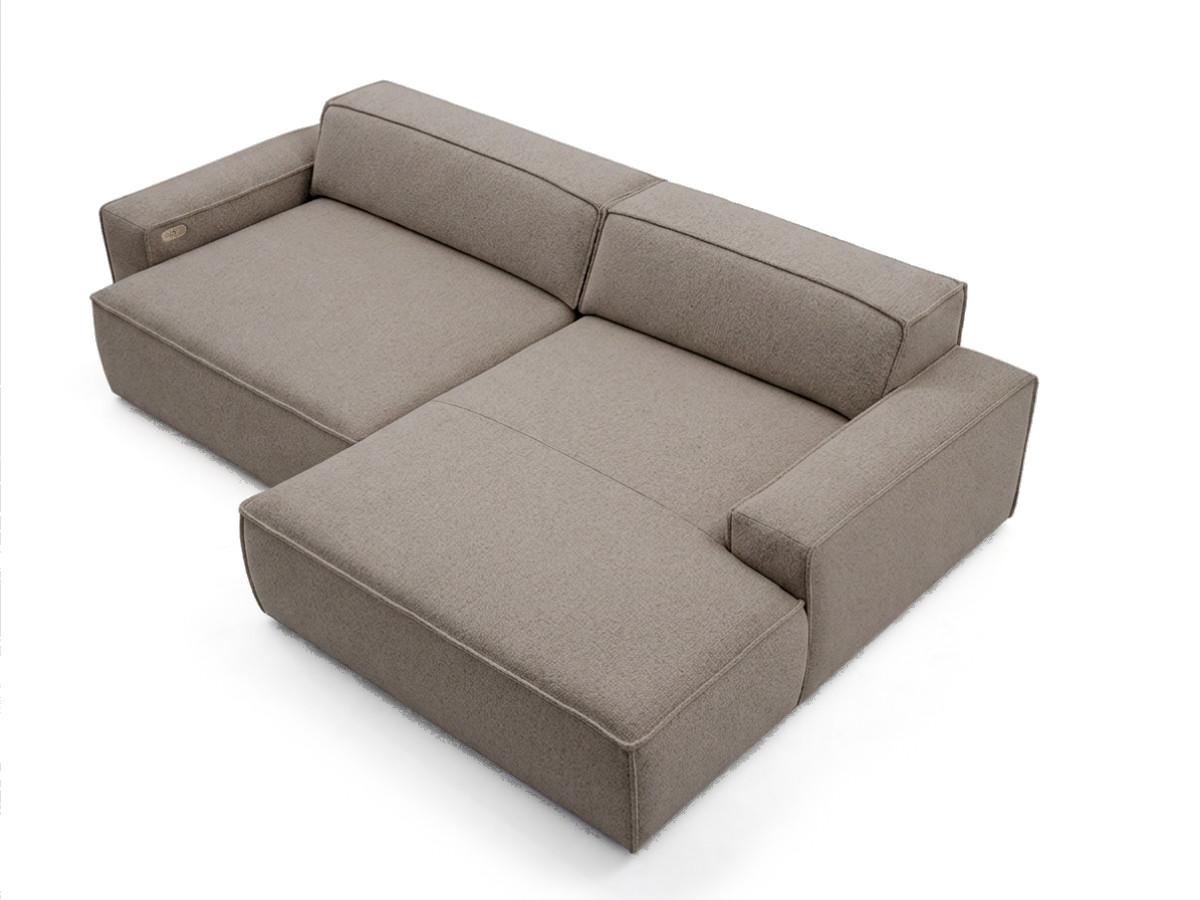 Bobochic Abel Ecksofa mit Schlaffunktion Melange-Stoff Taupe Ecke rechts
