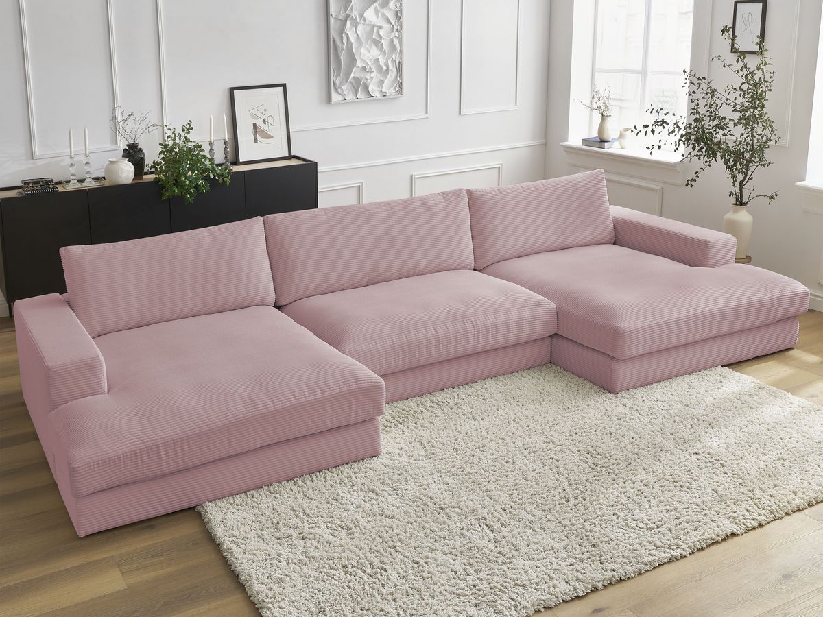 Bobochic Leonard Wohnlandschaft 349 × 159 cm Cordsamt Violett
