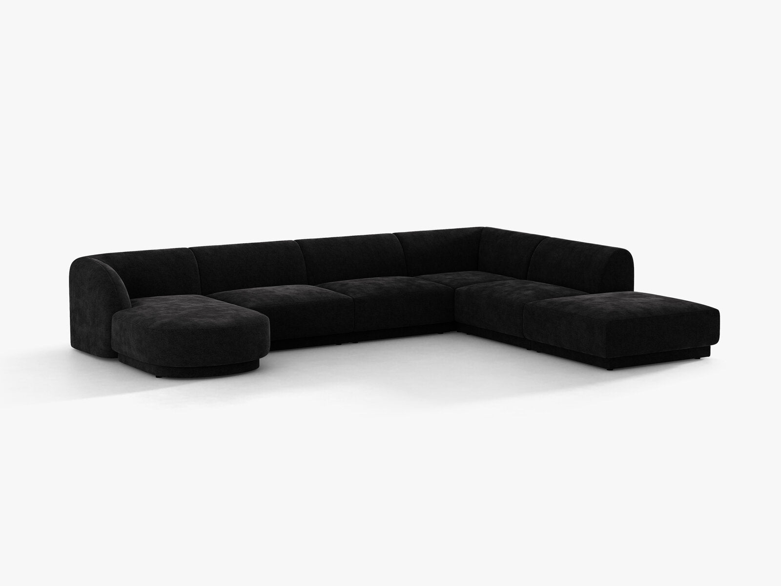 Micadoni Panorama-Ecksofa Miley 6-Sitzer Rechts Chenille Haga Schwarz