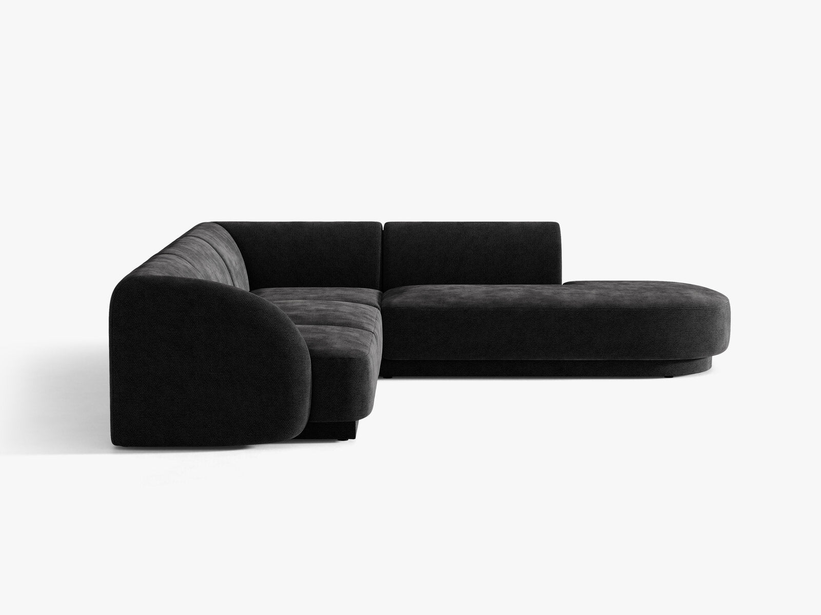Micadoni Ecksofa Miley 6-Sitzer Rechts Chenille Haga Schwarz