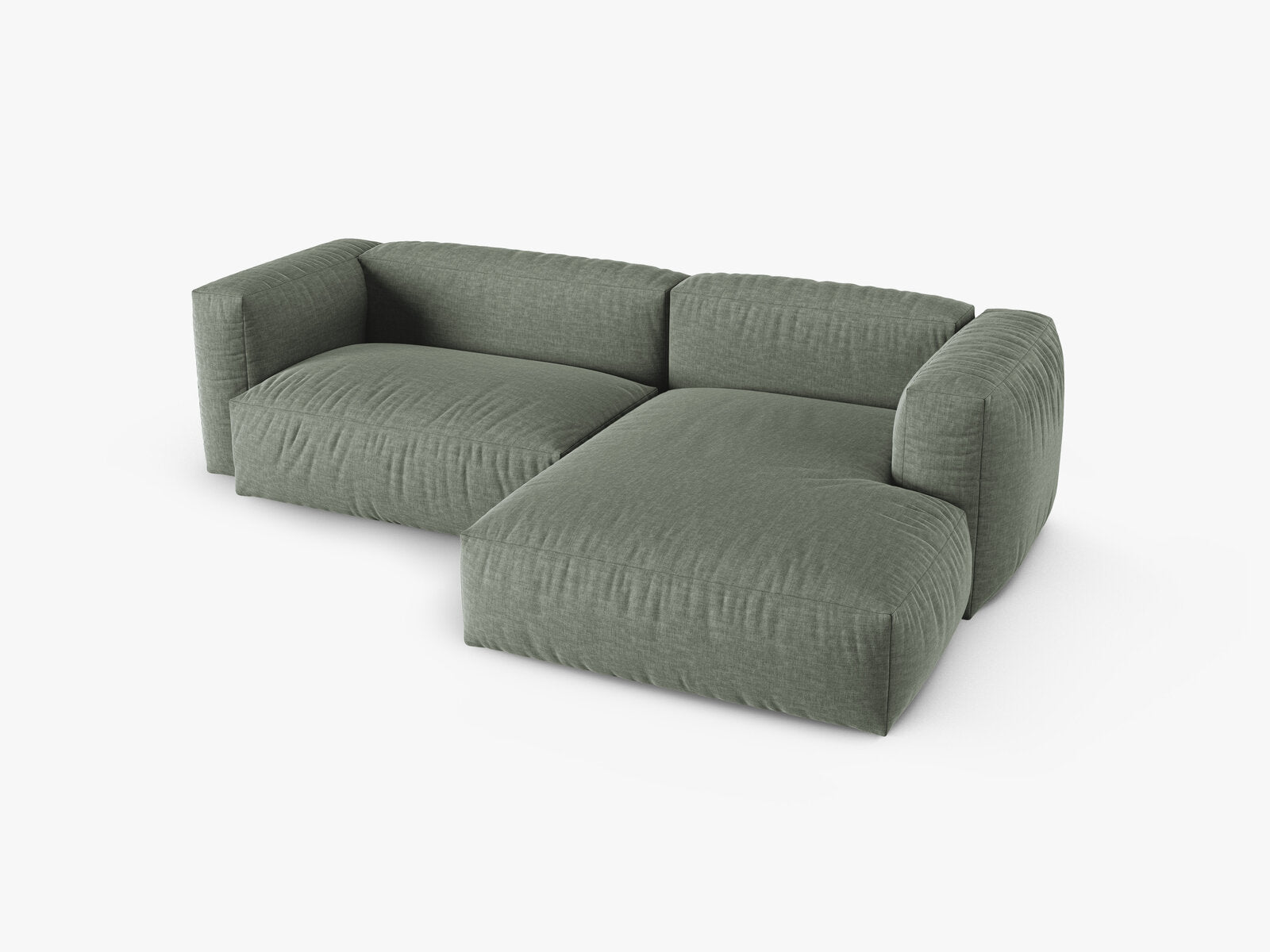 Micadoni Ecksofa Martina 2-Sitzer 90cm Sitztiefe Rechts Strukturierter Stoff Boston Moßgrün