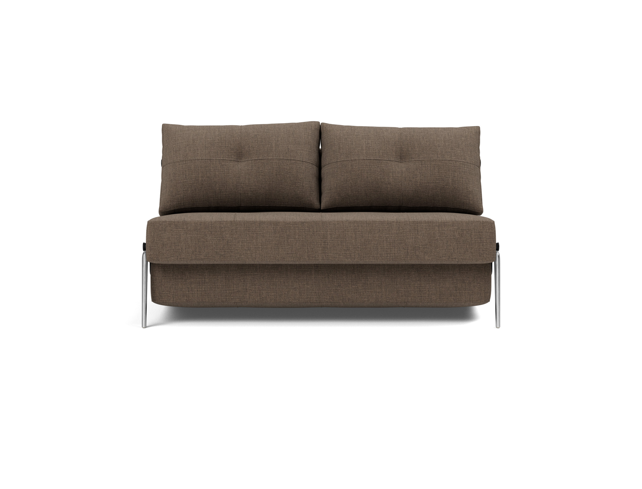 Schlafsofa Cubed 140 Chenille Esina 411-Cedar-Brown Beine Aluminium