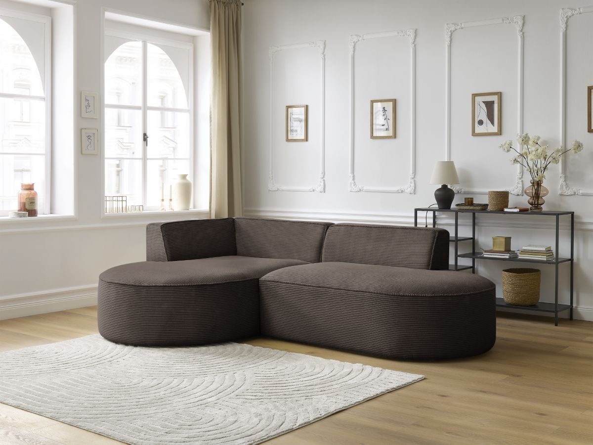 Bobochic Rousseau Ecksofa Cordsamt Braun Ecke links