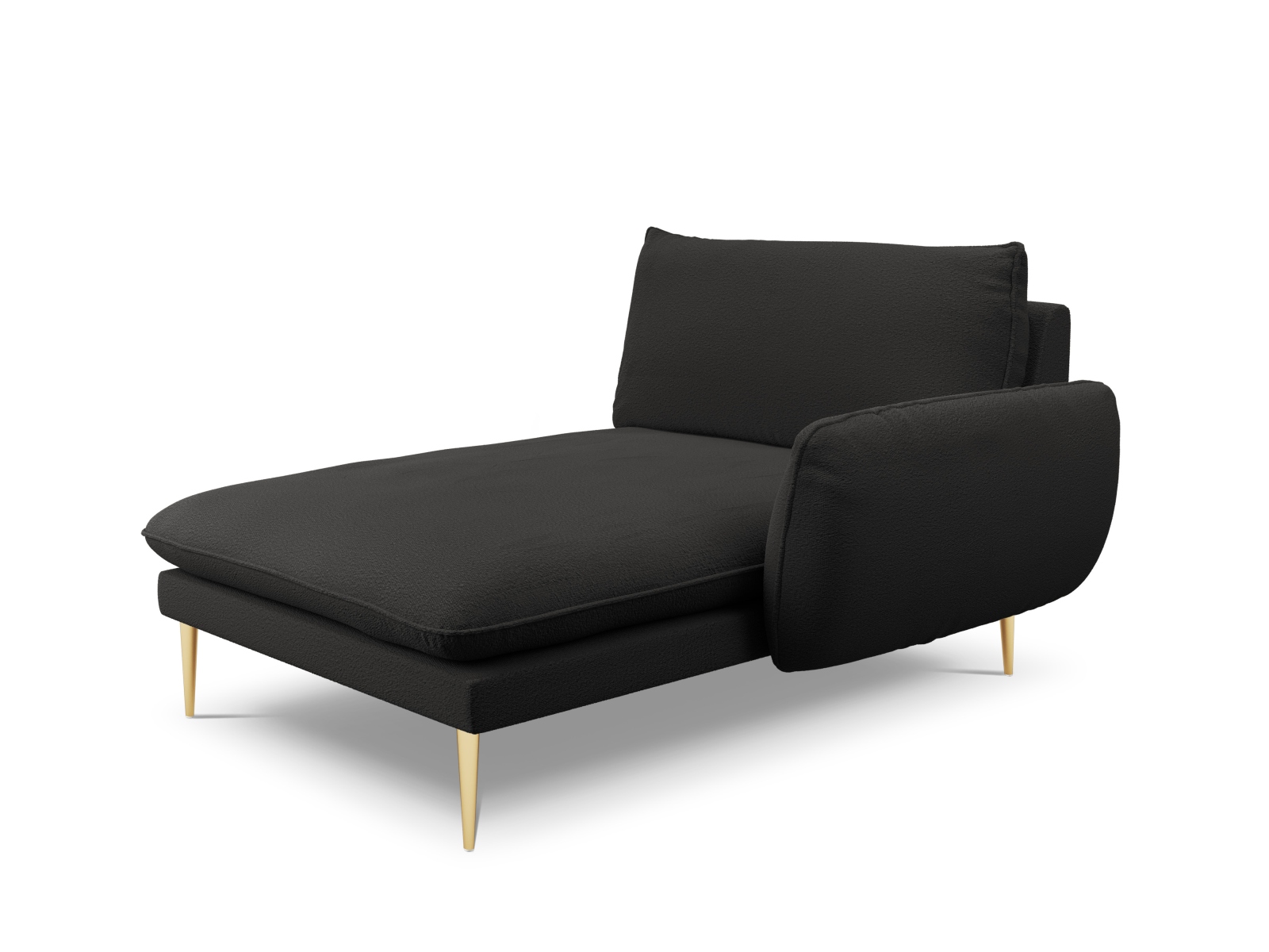 Cosmopolitan Design Chaiselongue Vienna Boucle Ascot Schwarz Rechts Beine Gold