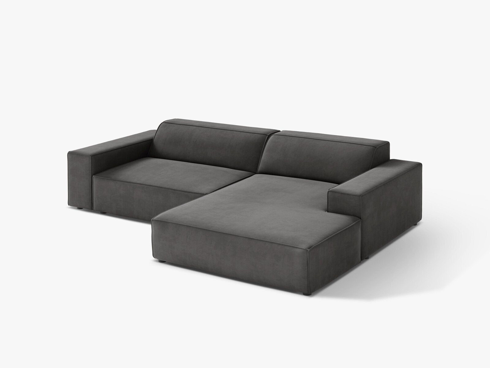 Micadoni Ecksofa Jodie 3-Sitzer Rechts Samt Bluvel Grau